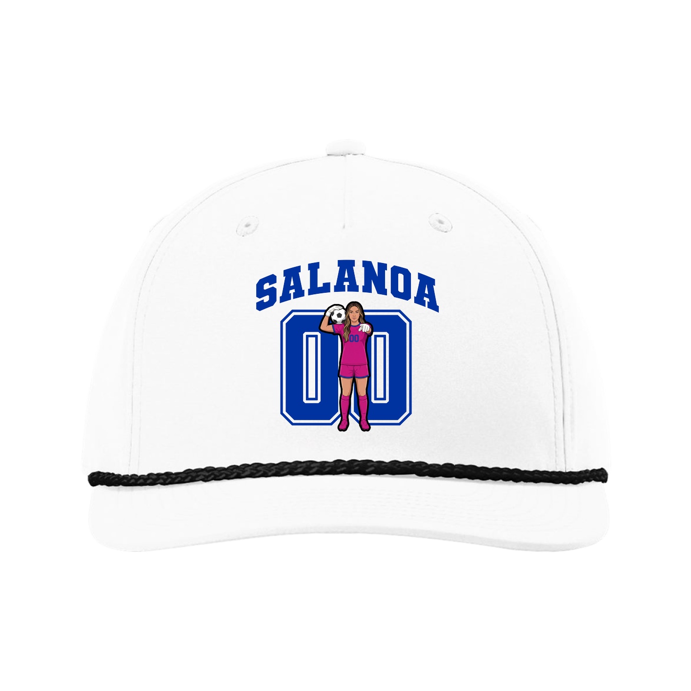 Five-Panel Classic Rope Cap — Number in White