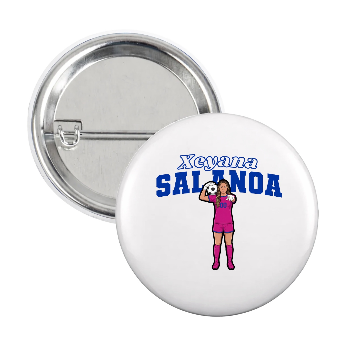 Game Day Button — Name Arch in White