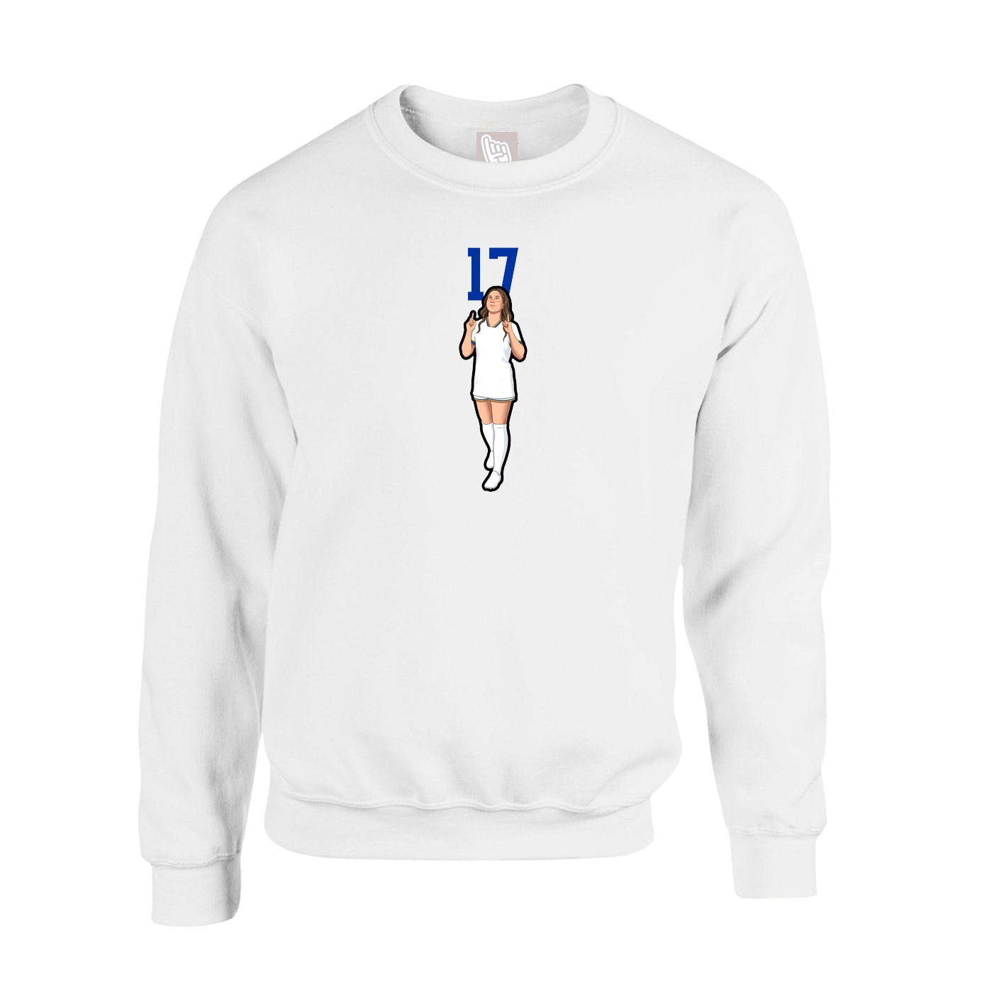 Fleece Crew — Number Top in White
