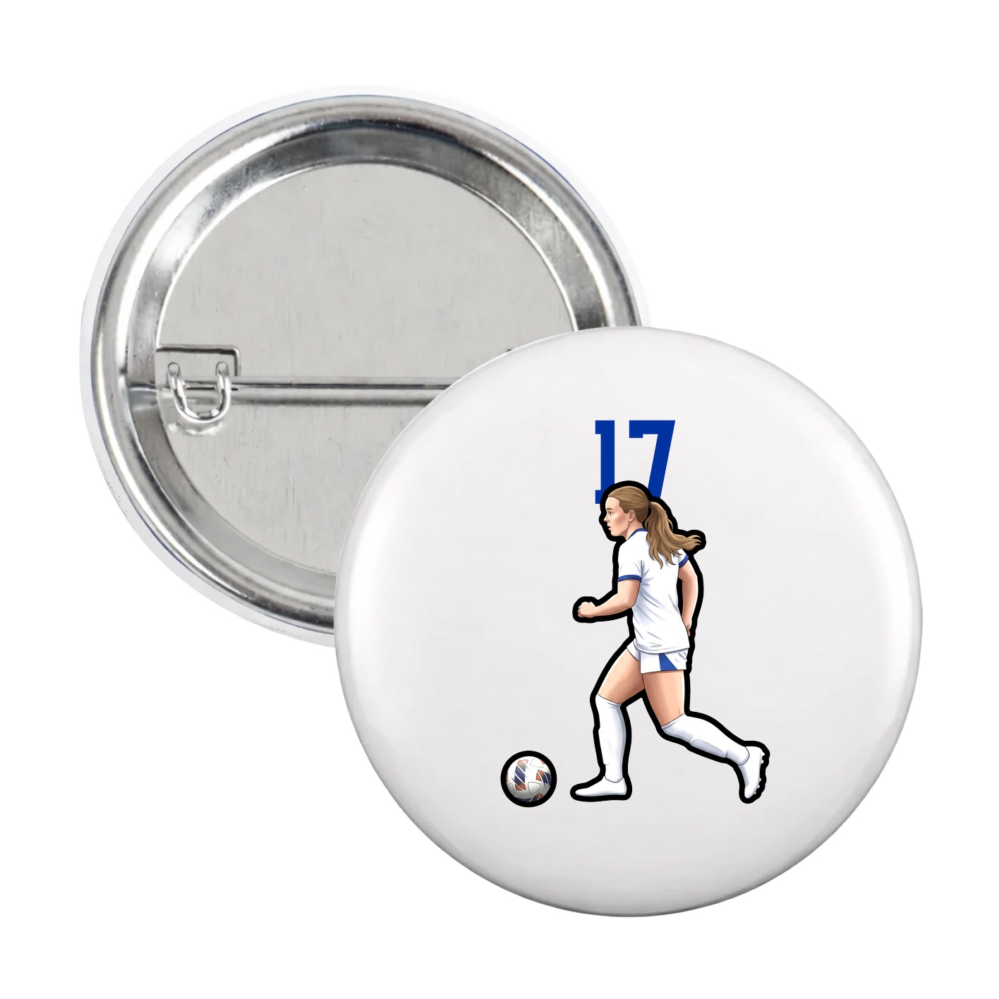 Game Day Button — Number Top in White