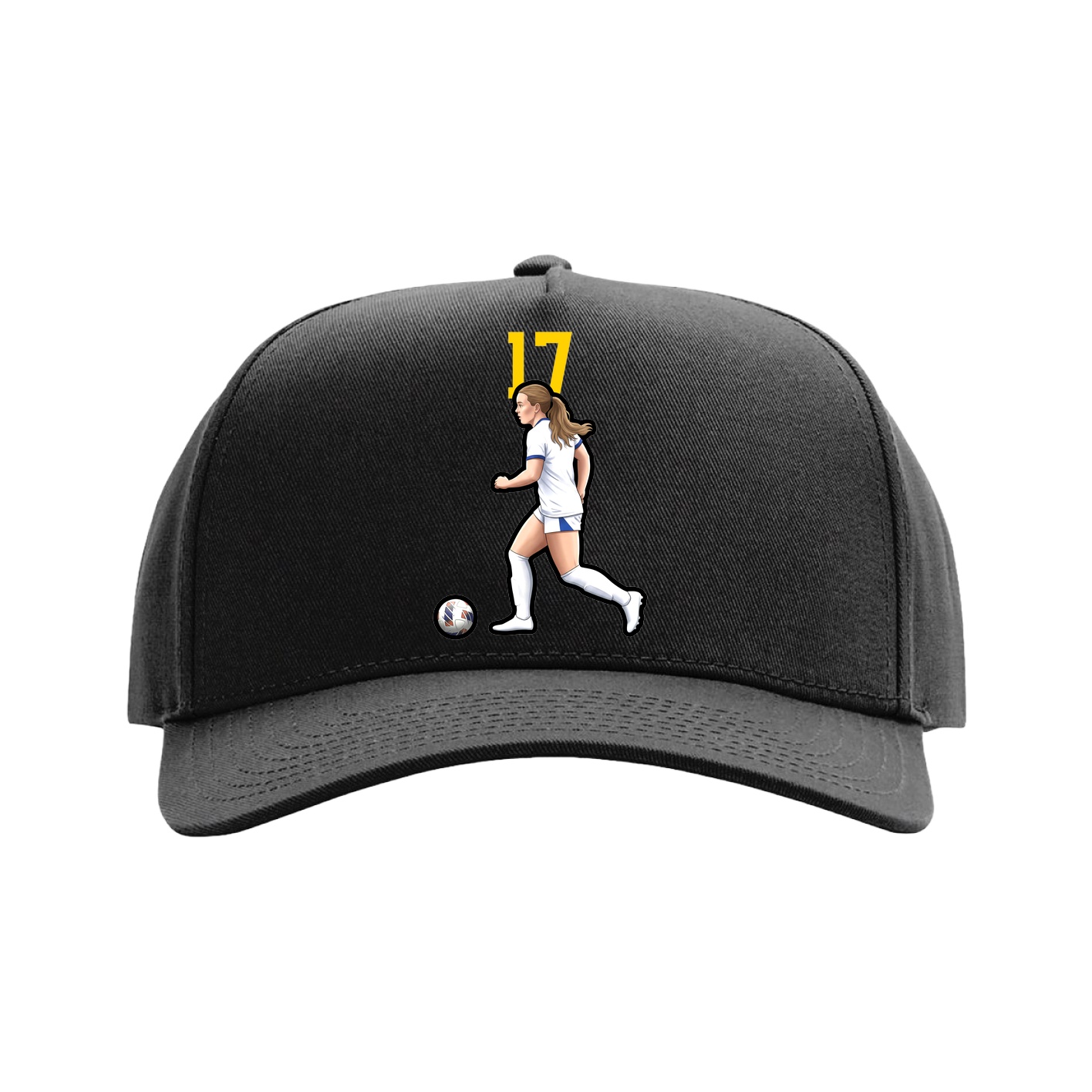 Full Fabric Five-Panel Champ Cap — Number Top in Black