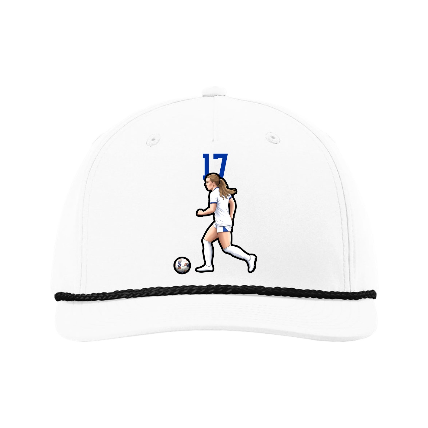 Five-Panel Classic Rope Cap — Number Top in White