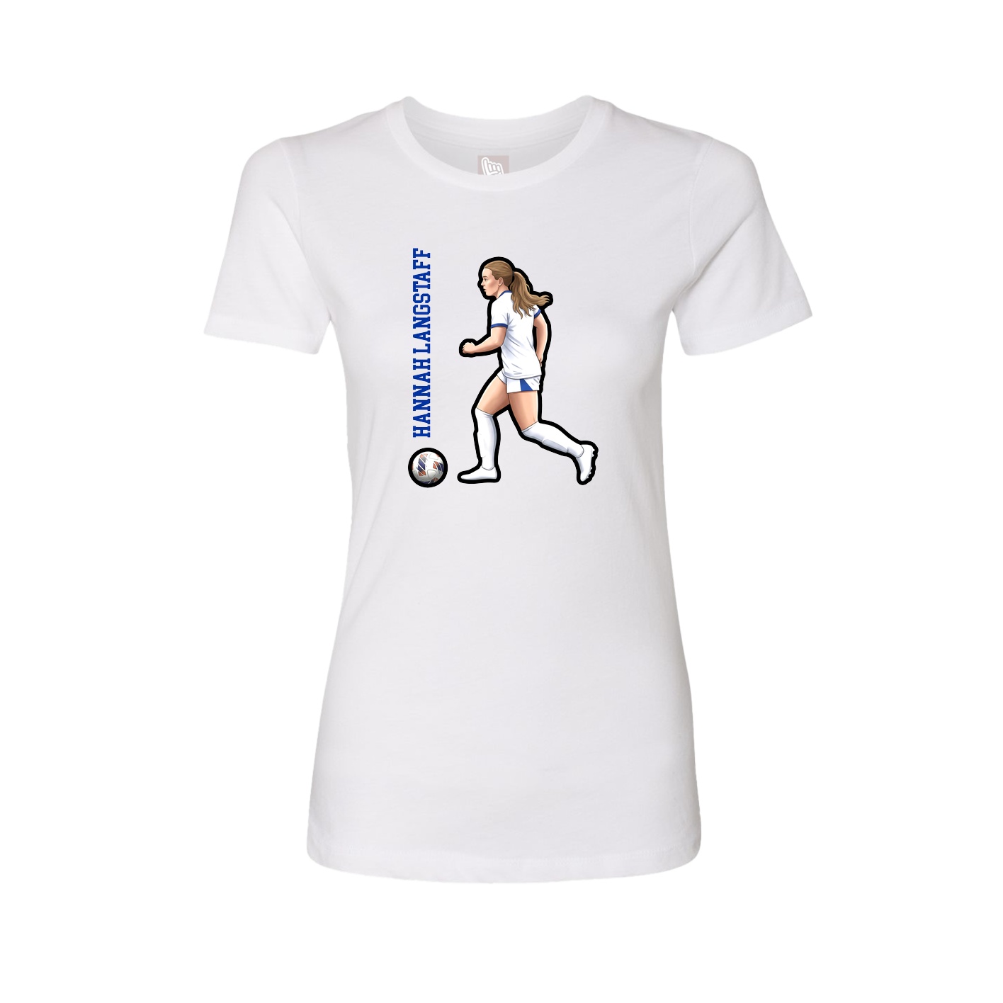 Fitted Women's Tee — Name Vertical in White