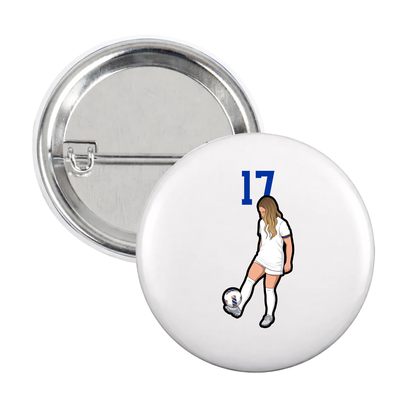 Game Day Button — Number Top in White