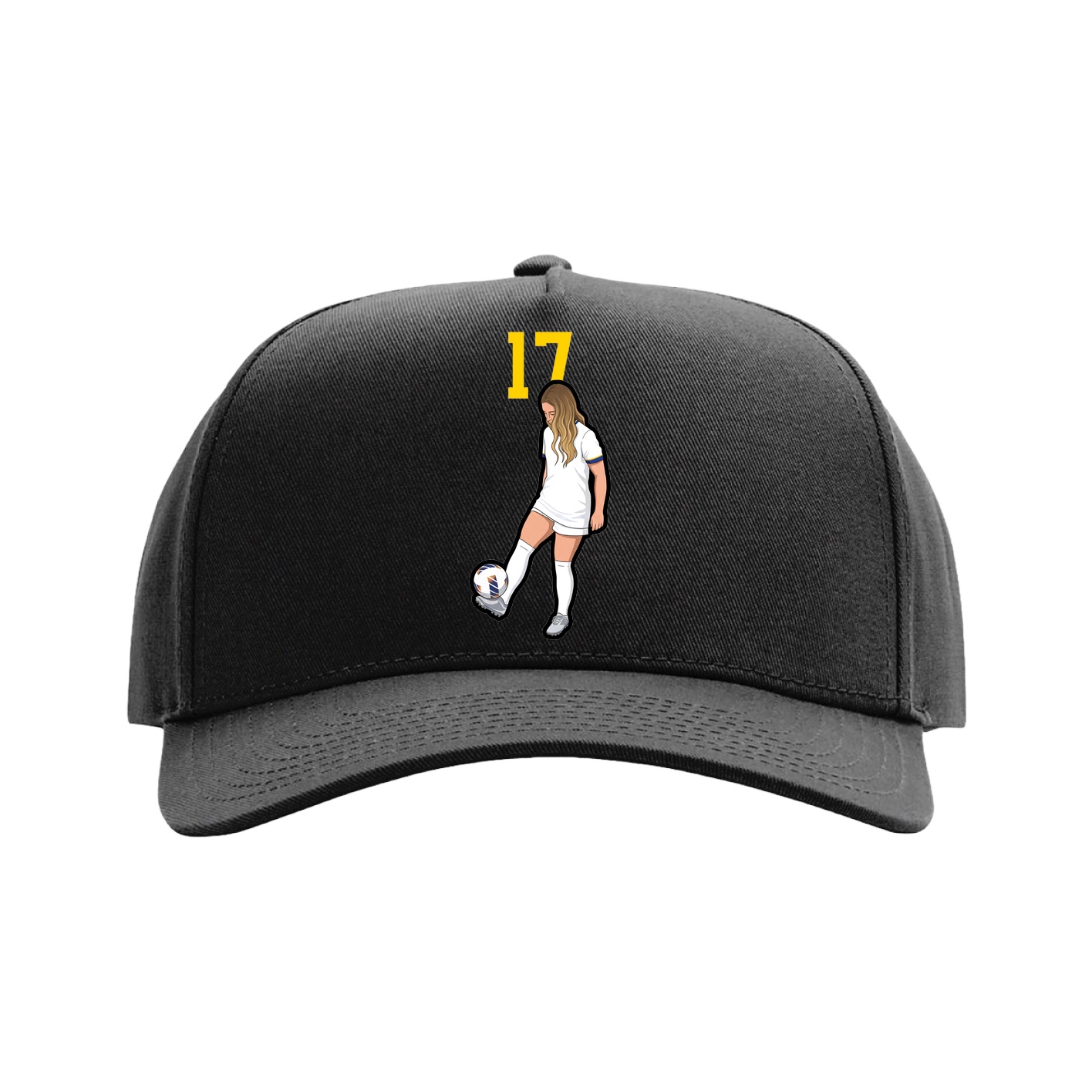 Full Fabric Five-Panel Champ Cap — Number Top in Black