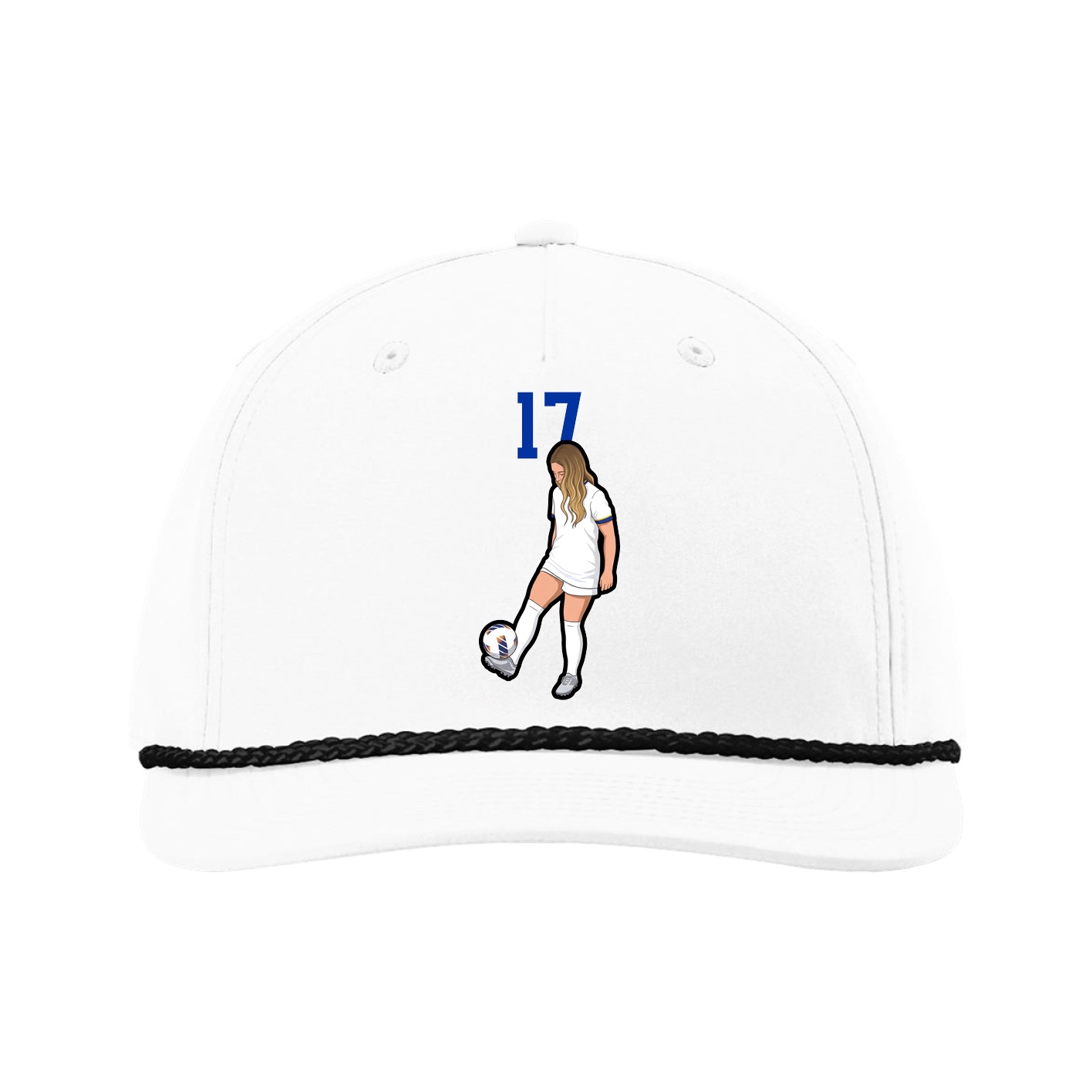 Five-Panel Classic Rope Cap — Number Top in White