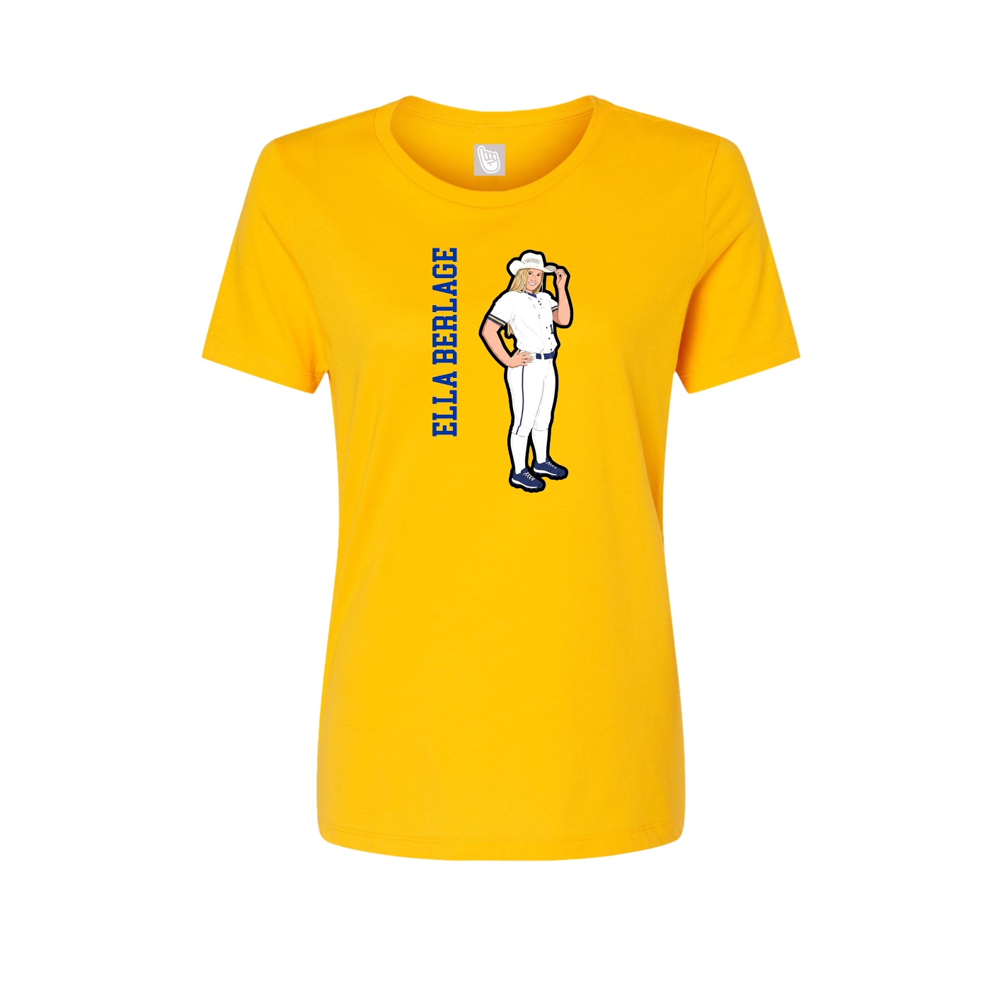 Fitted Women's Tee — Name Vertical in Gold