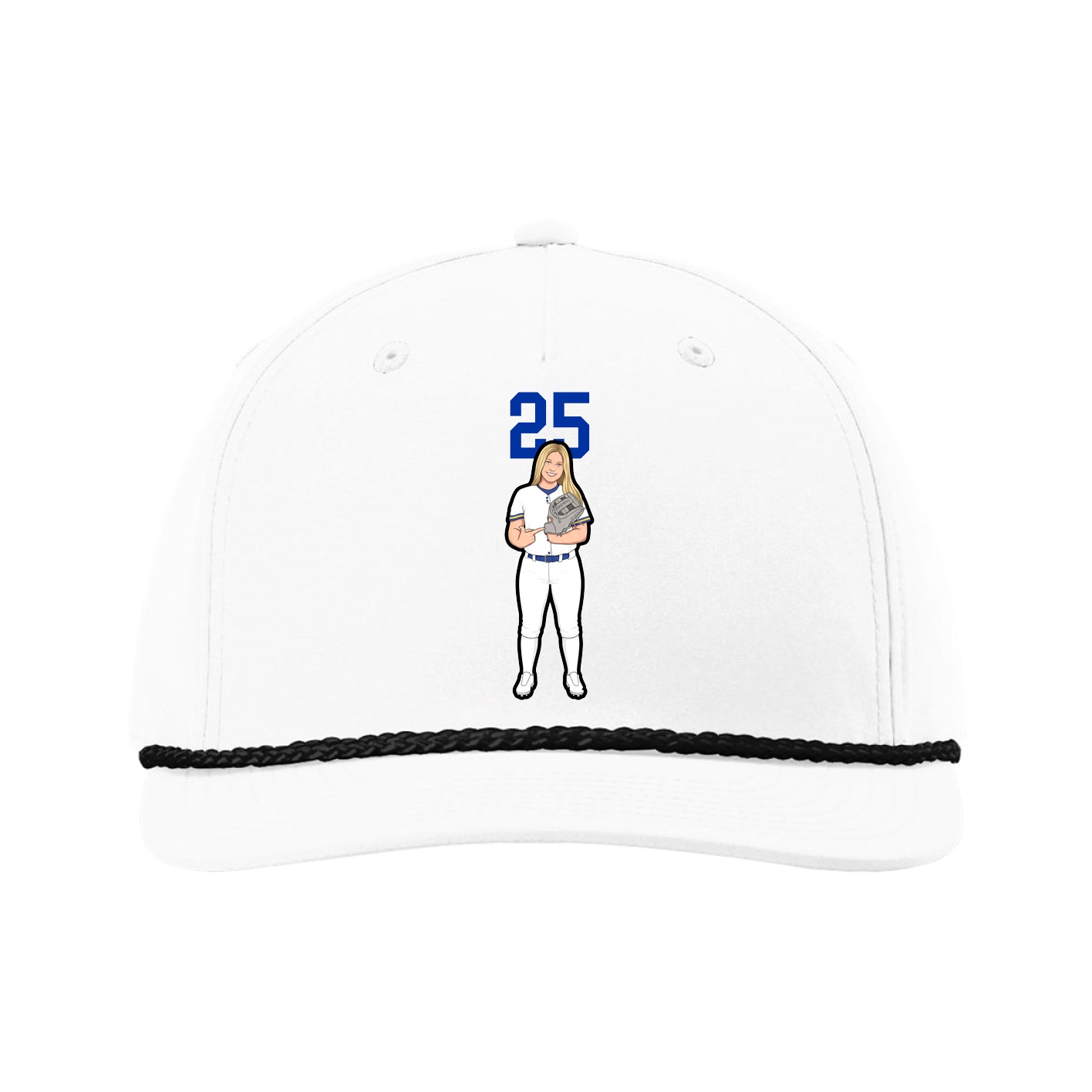 Five-Panel Classic Rope Cap — Number Top in White