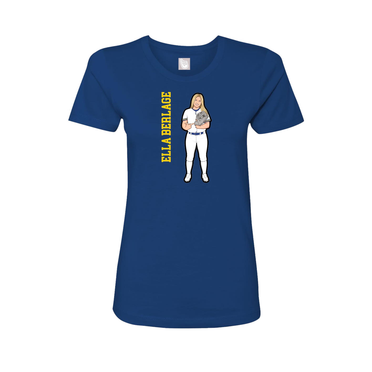 Fitted Women's Tee — Name Vertical in Royal
