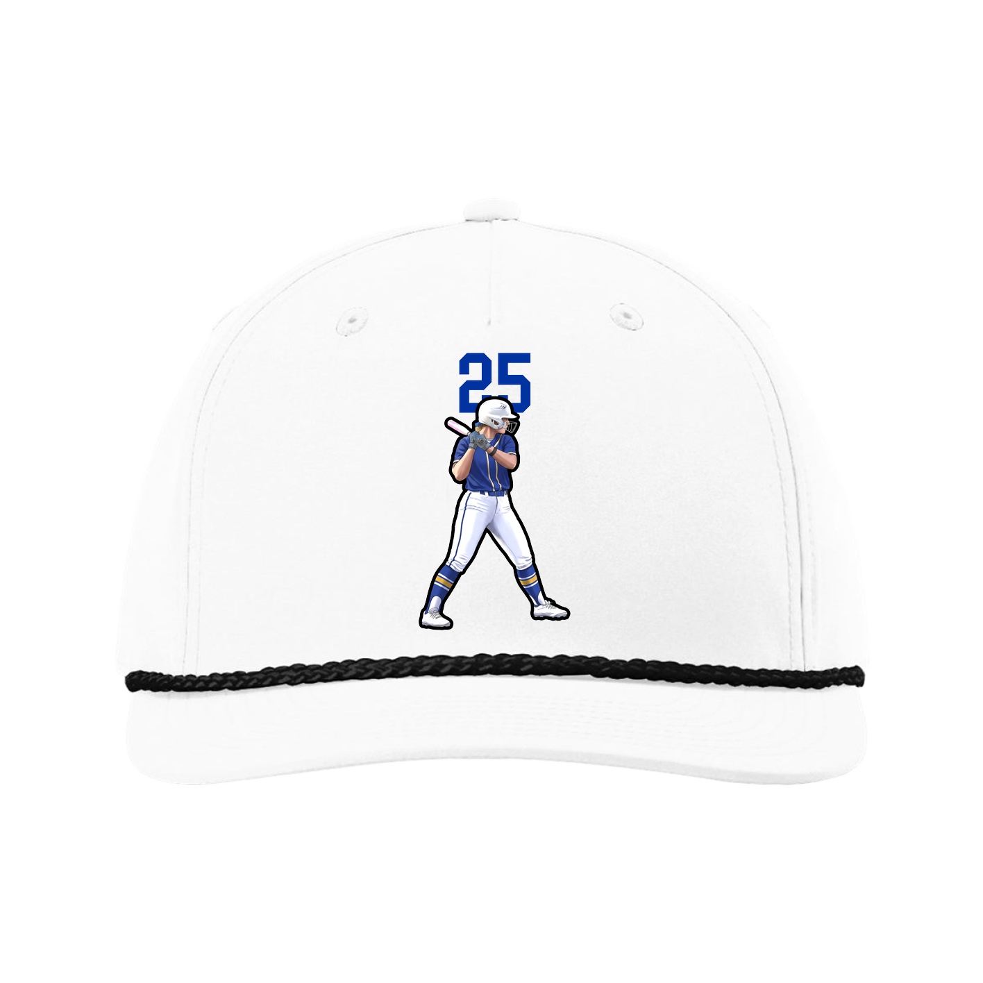 Five-Panel Classic Rope Cap — Number Top in White