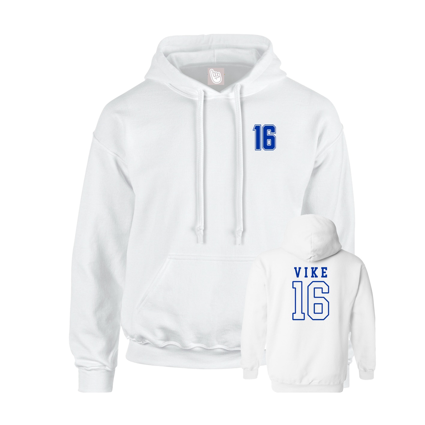 Youth Hoodie — Chest Back in White