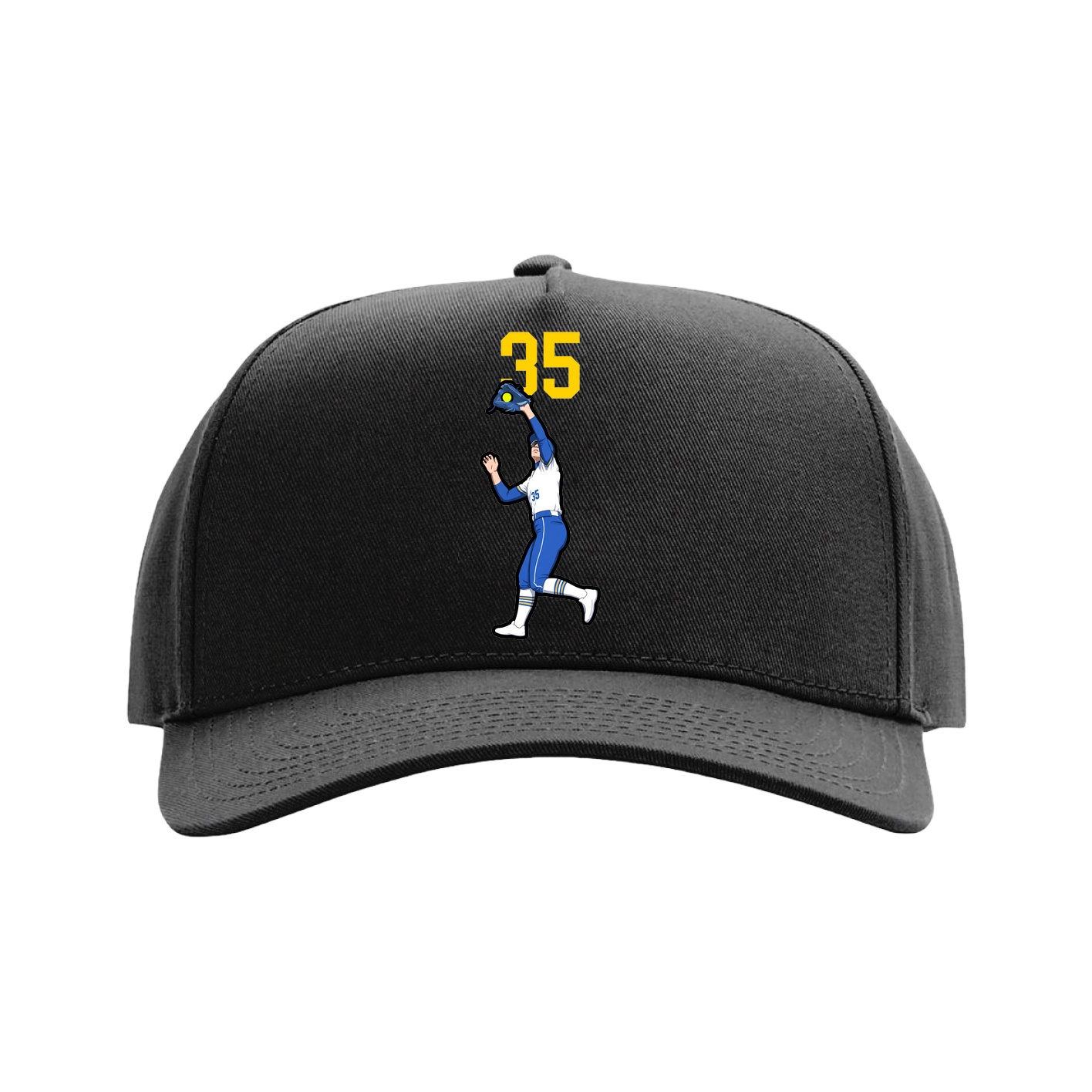Full Fabric Five-Panel Champ Cap — Number Top in Black