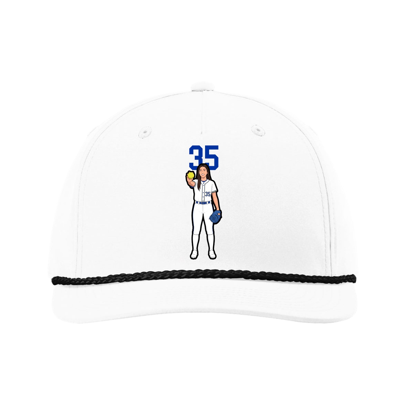 Five-Panel Classic Rope Cap — Number Top in White