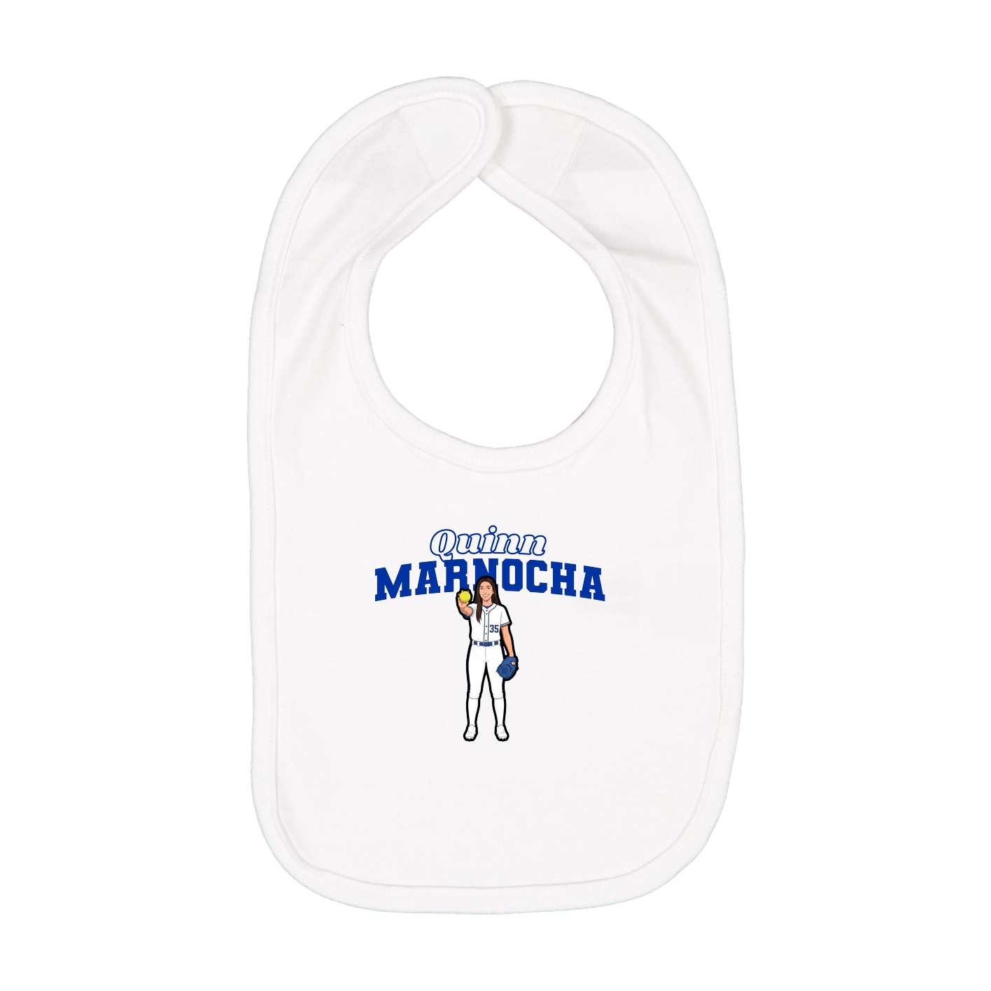 Infant Bib — Name Arch in White