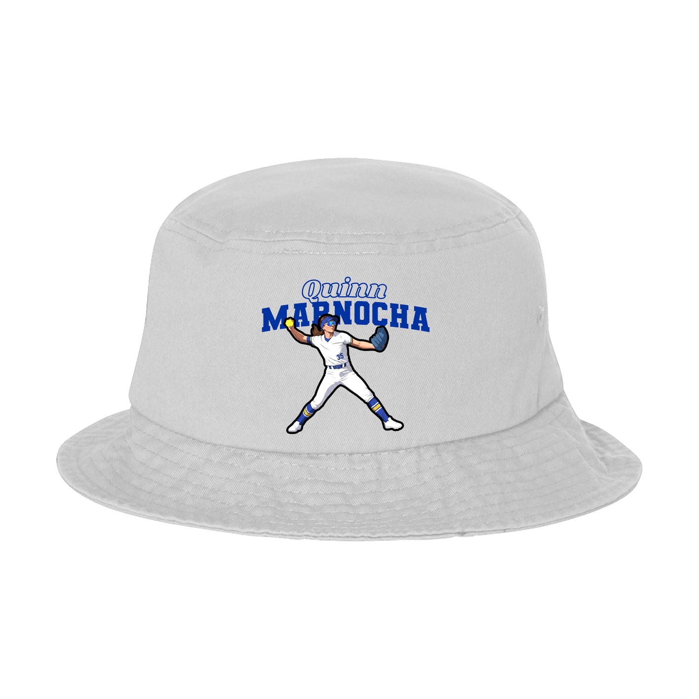 Bucket Cap — Name Arch in White