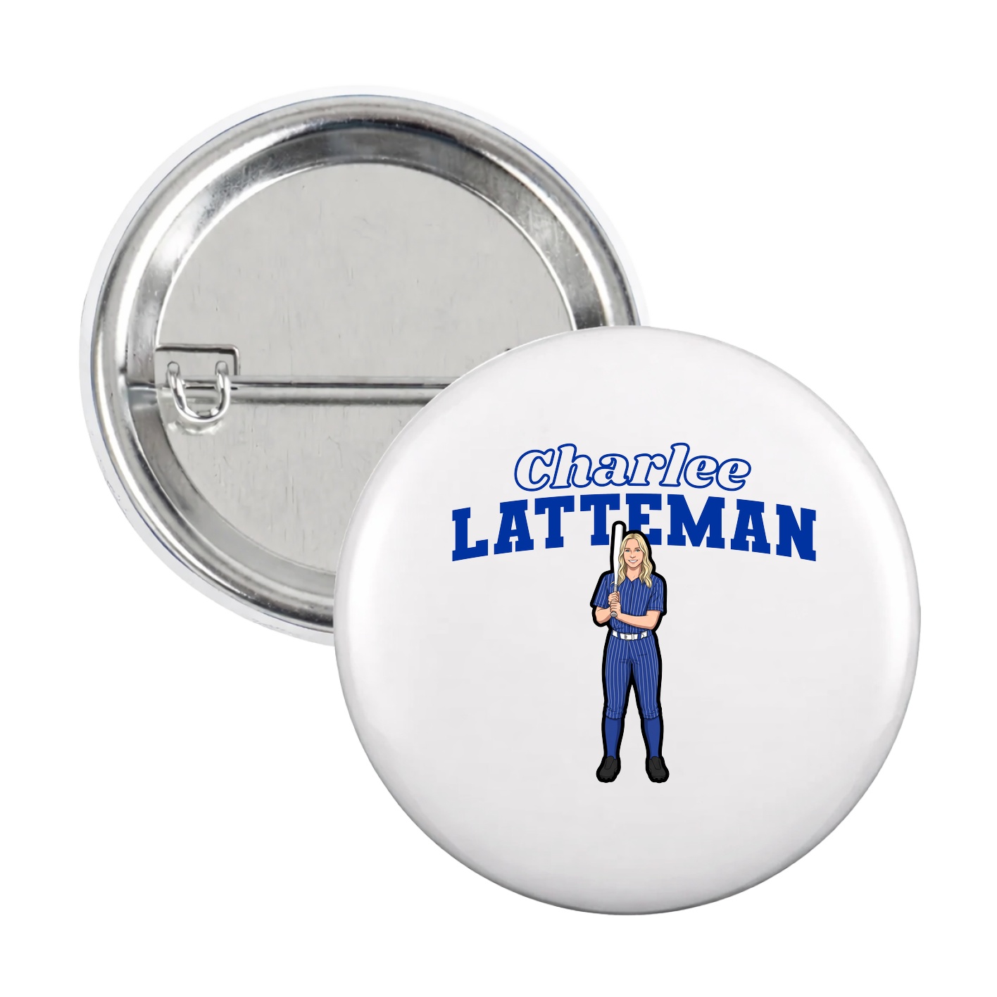 Game Day Button — Name Arch in White
