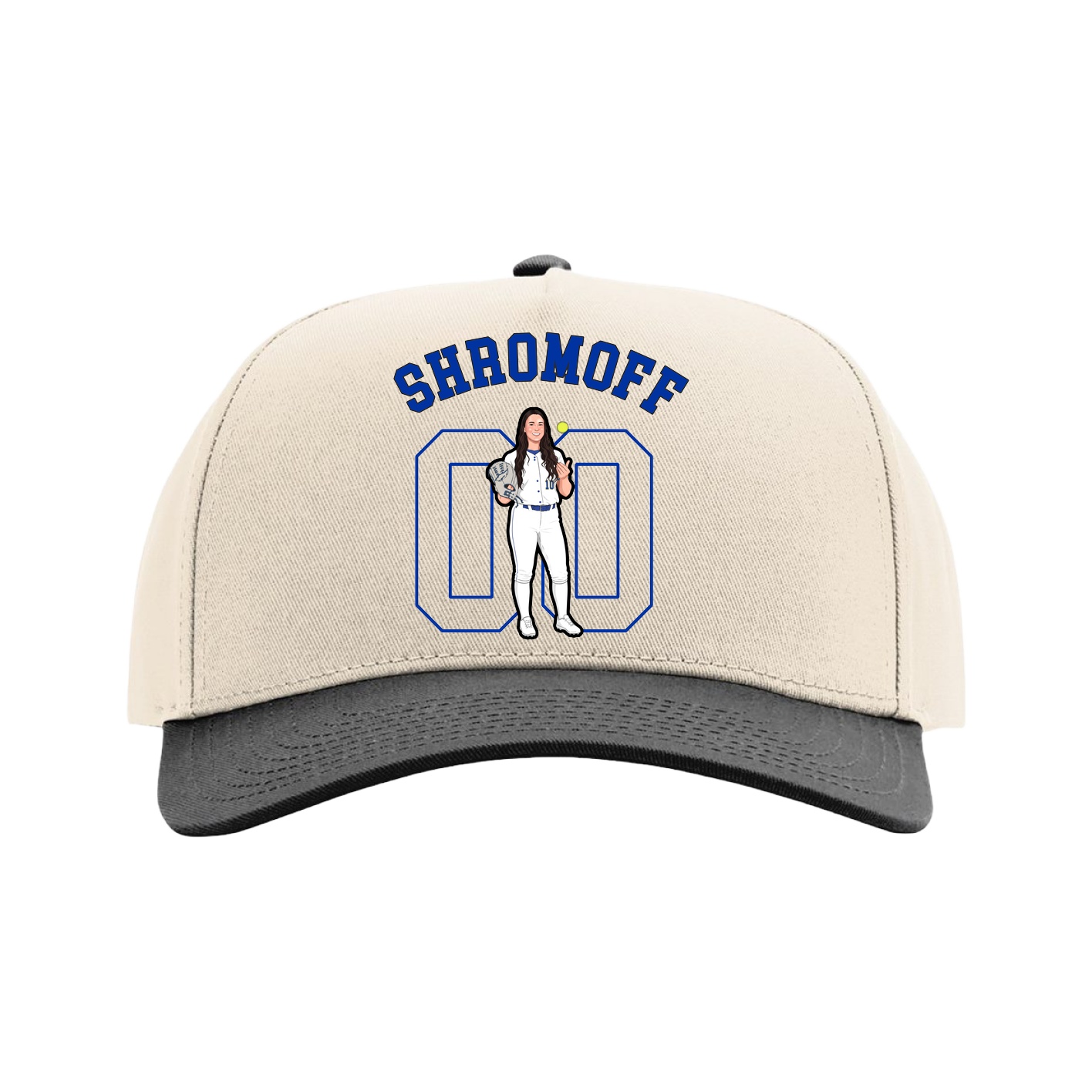 Full Fabric Five-Panel Champ Cap — Shirsey Arch in Cream/Black