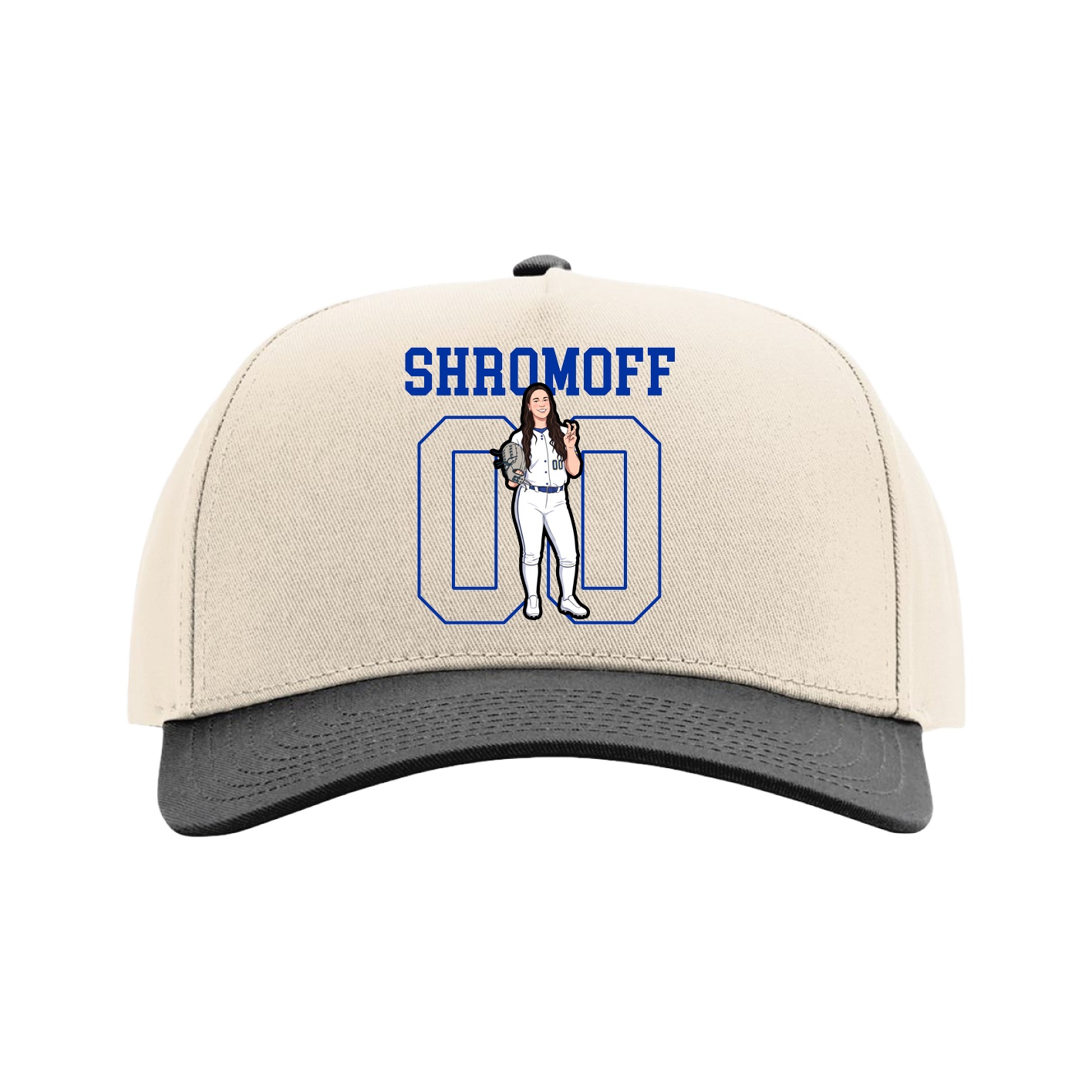 Full Fabric Five-Panel Champ Cap — Shirsey in Cream/Black