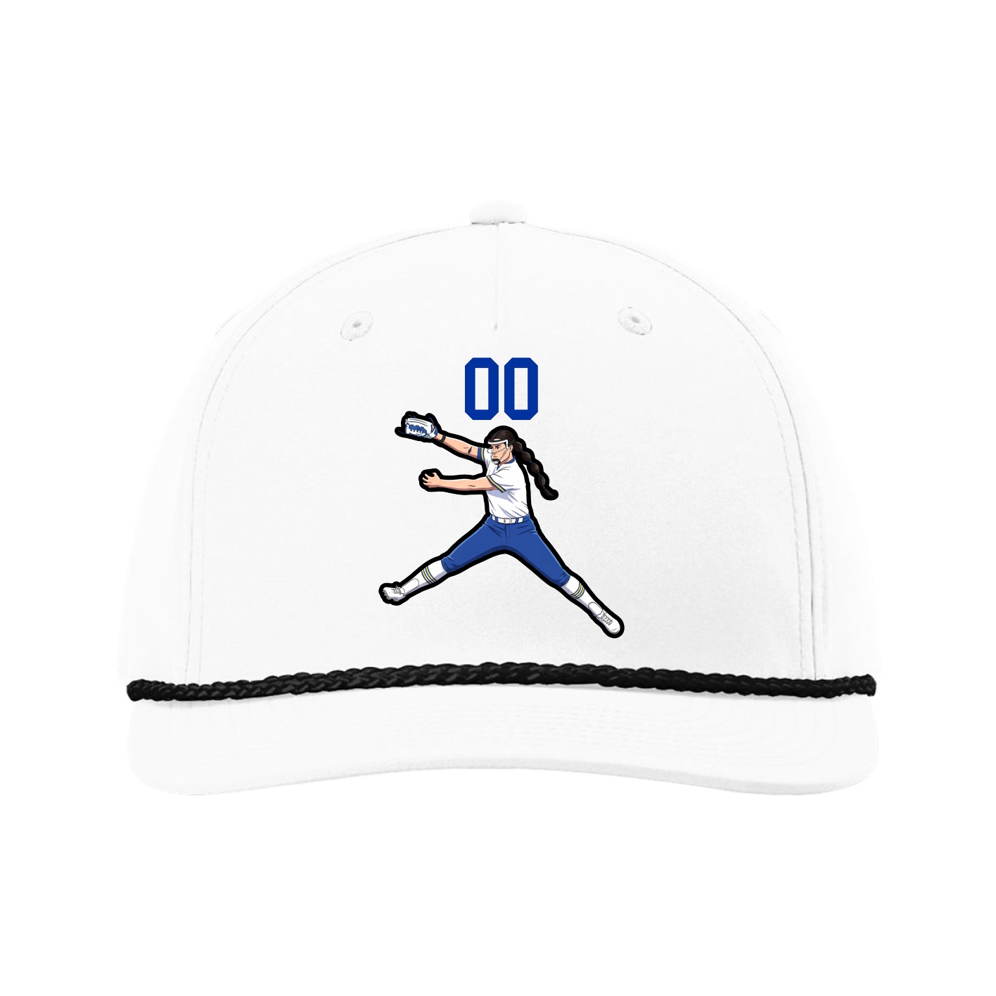 Five-Panel Classic Rope Cap — Number Top in White