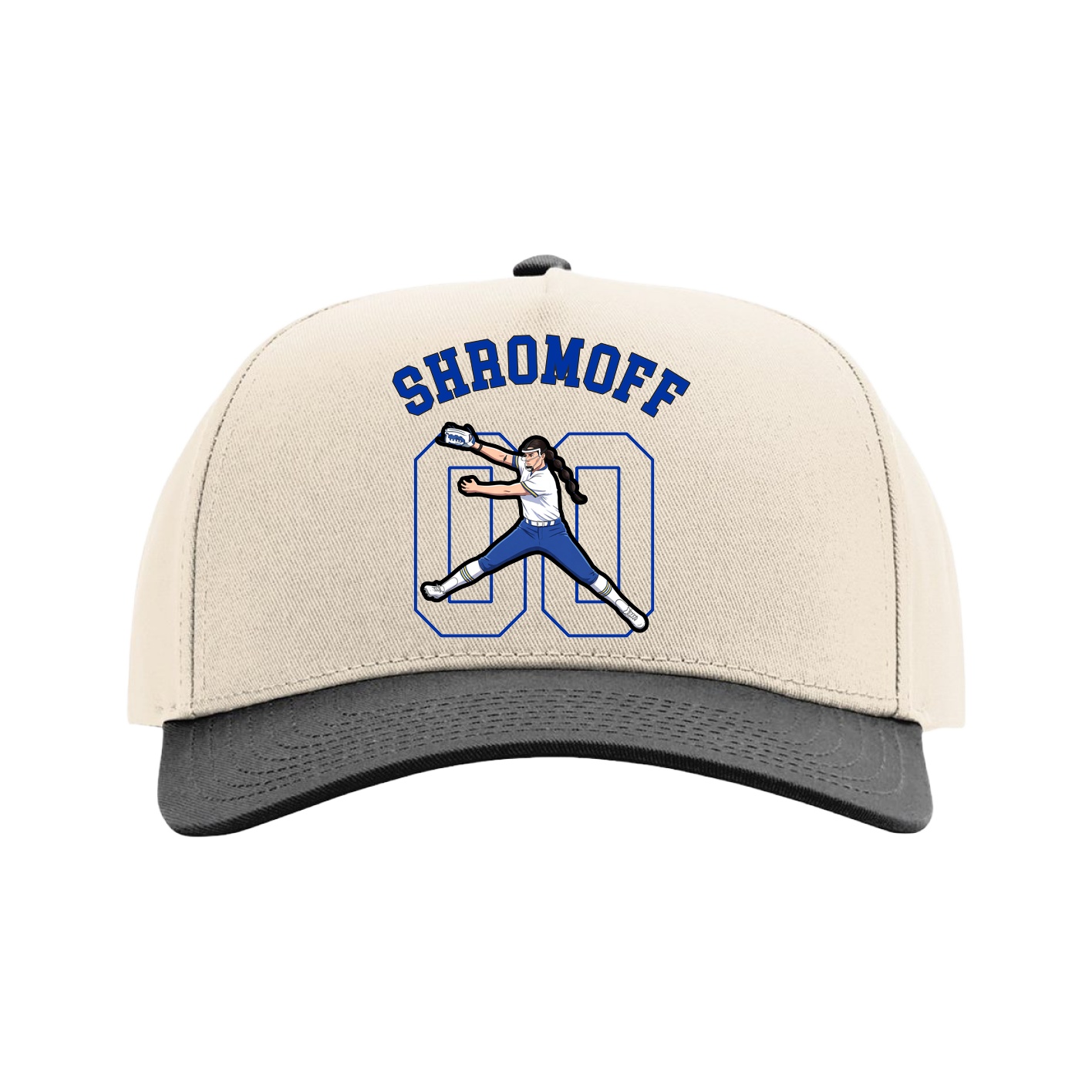 Full Fabric Five-Panel Champ Cap — Shirsey Arch in Cream/Black