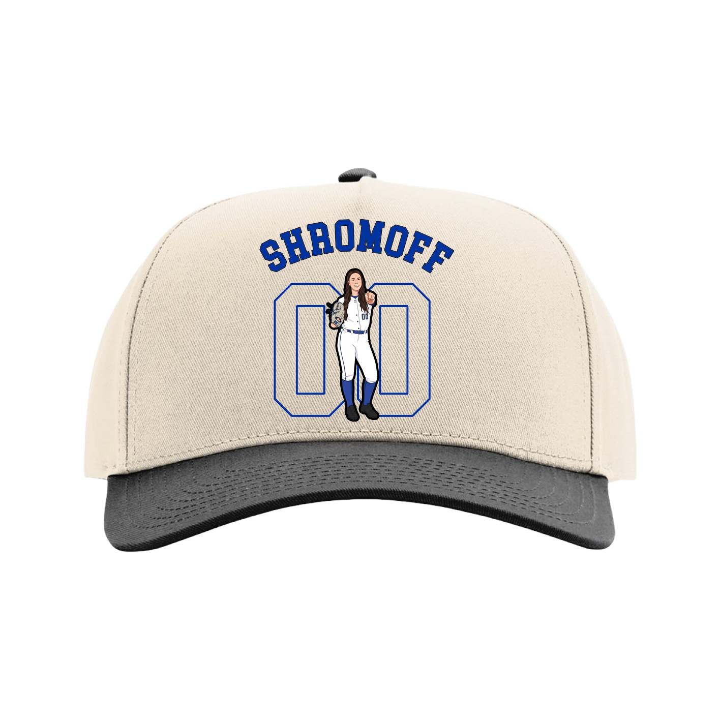 Full Fabric Five-Panel Champ Cap — Shirsey Arch in Cream/Black