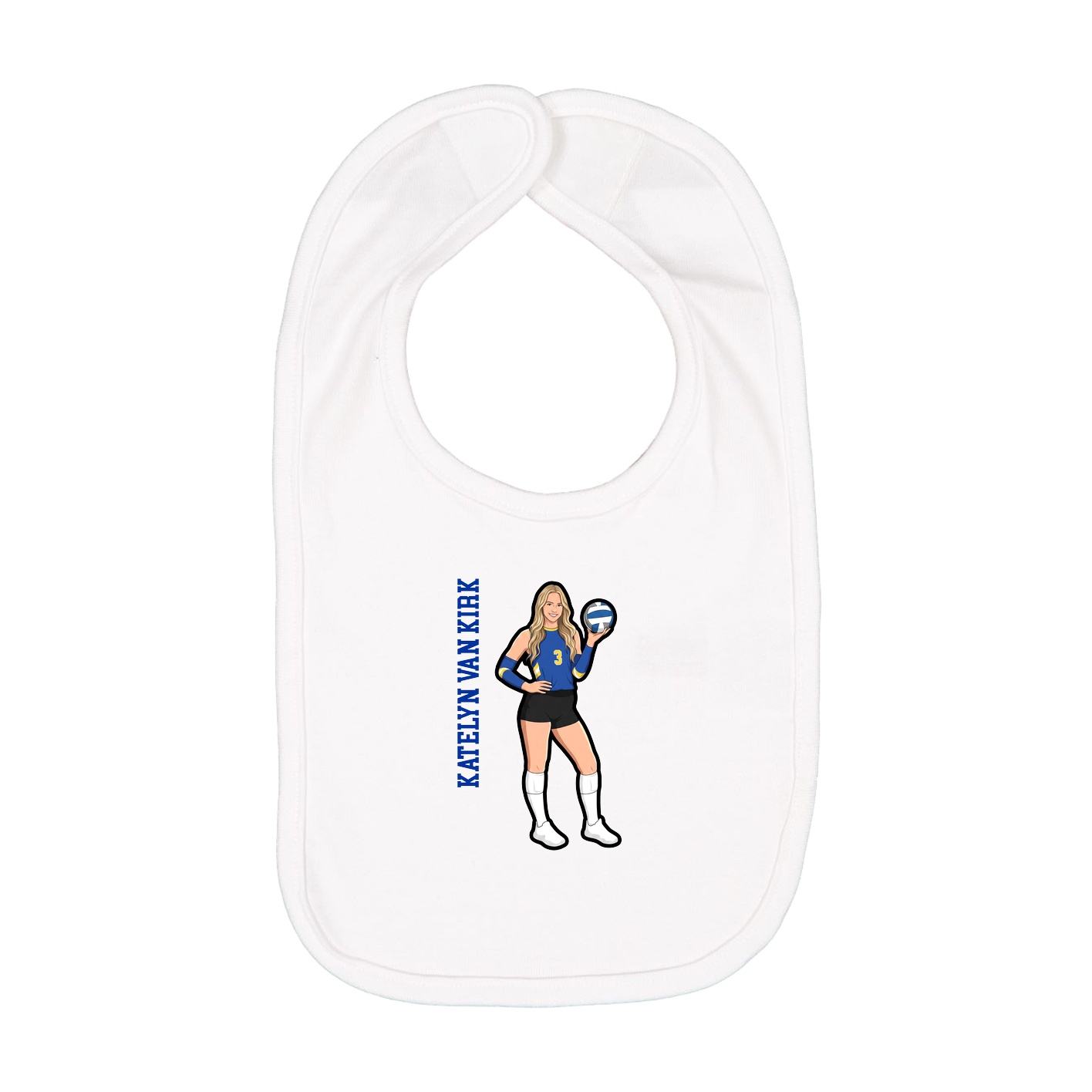 Infant Bib — Name Vertical in White