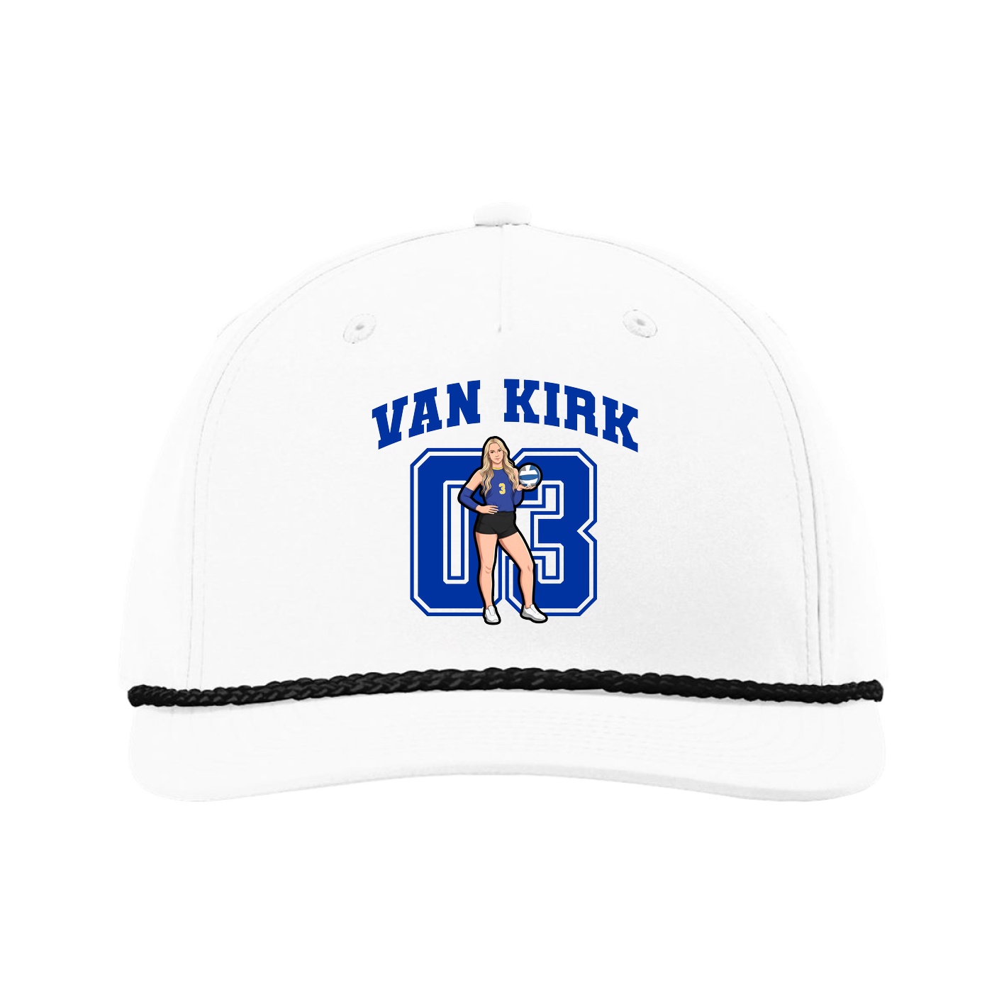 Five-Panel Classic Rope Cap — Number in White