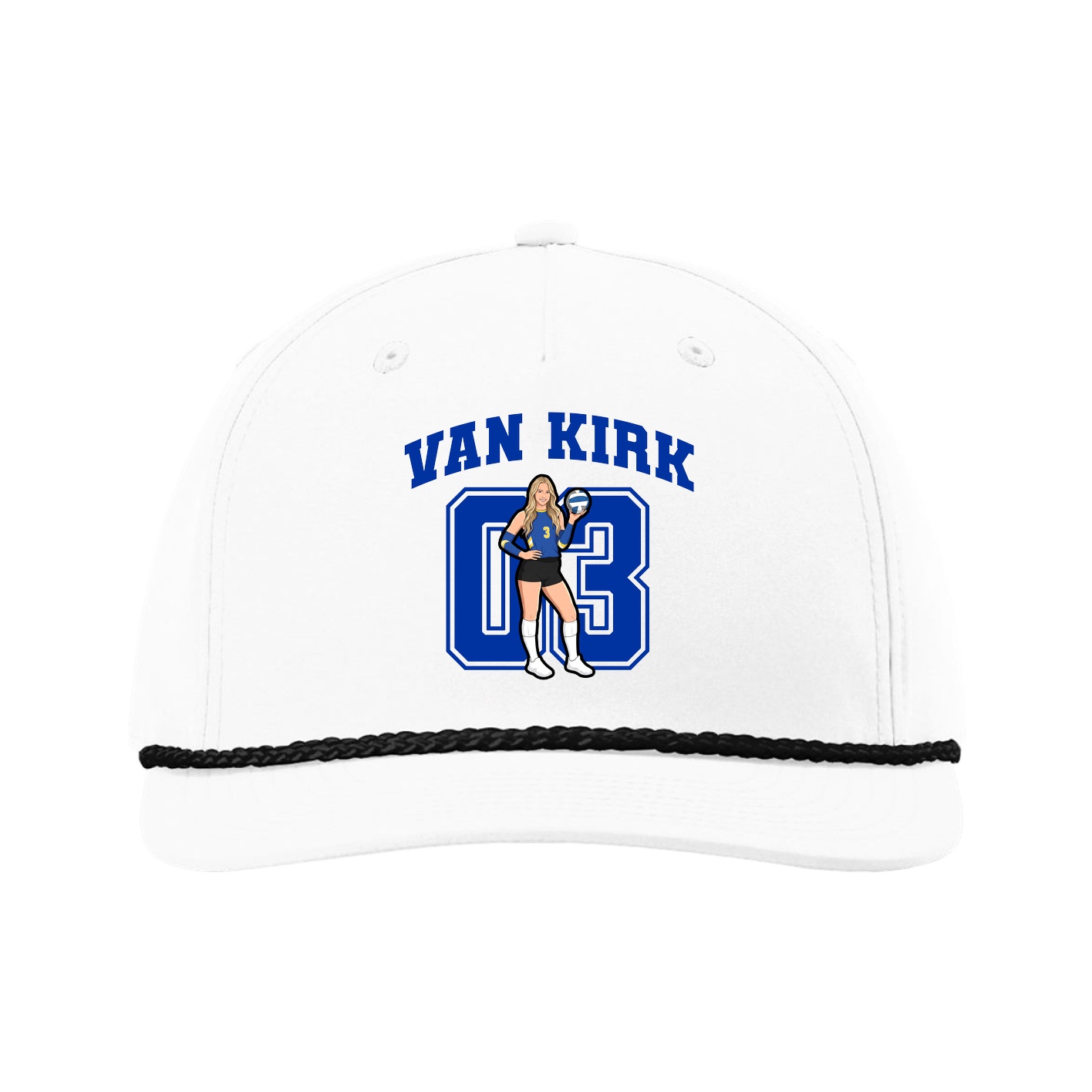 Five-Panel Classic Rope Cap — Number in White