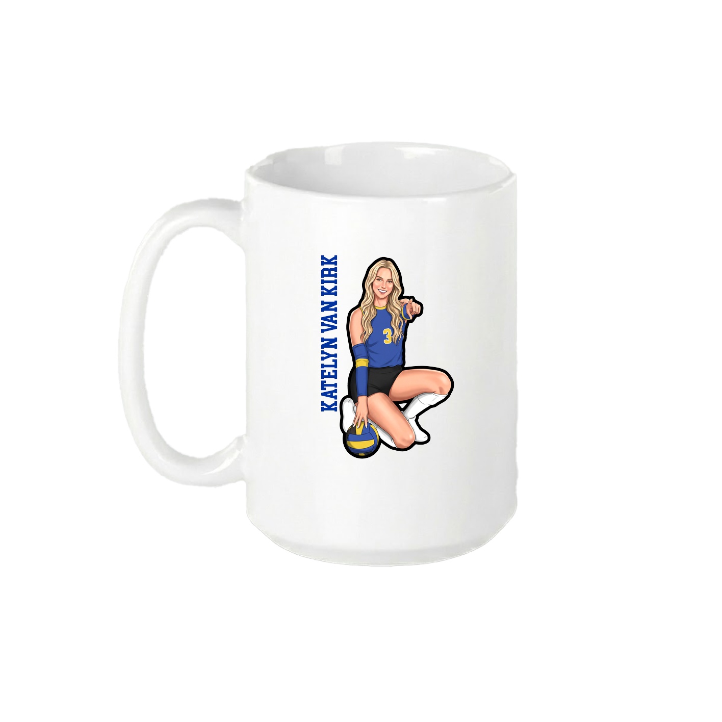 15oz Coffee Mug — Name Vertical in White