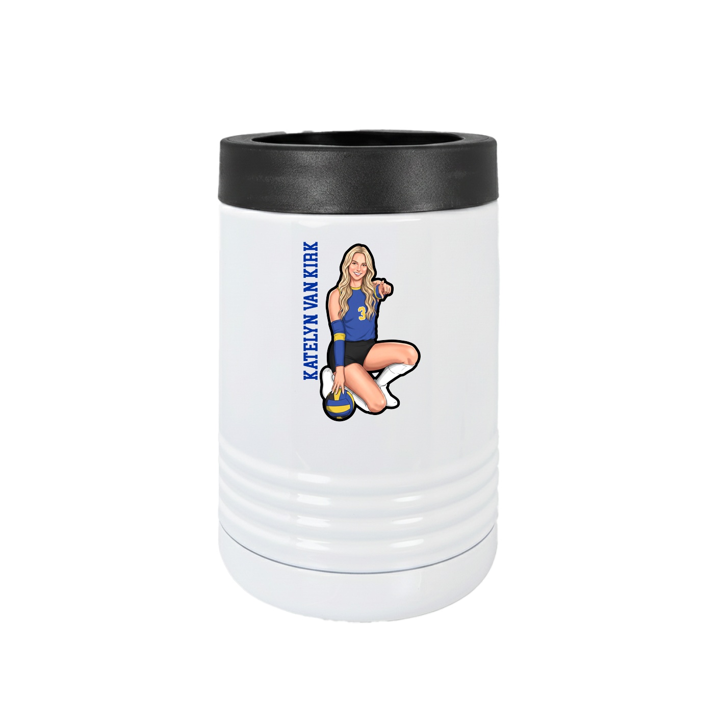 Beverage Holder — Name Vertical in White
