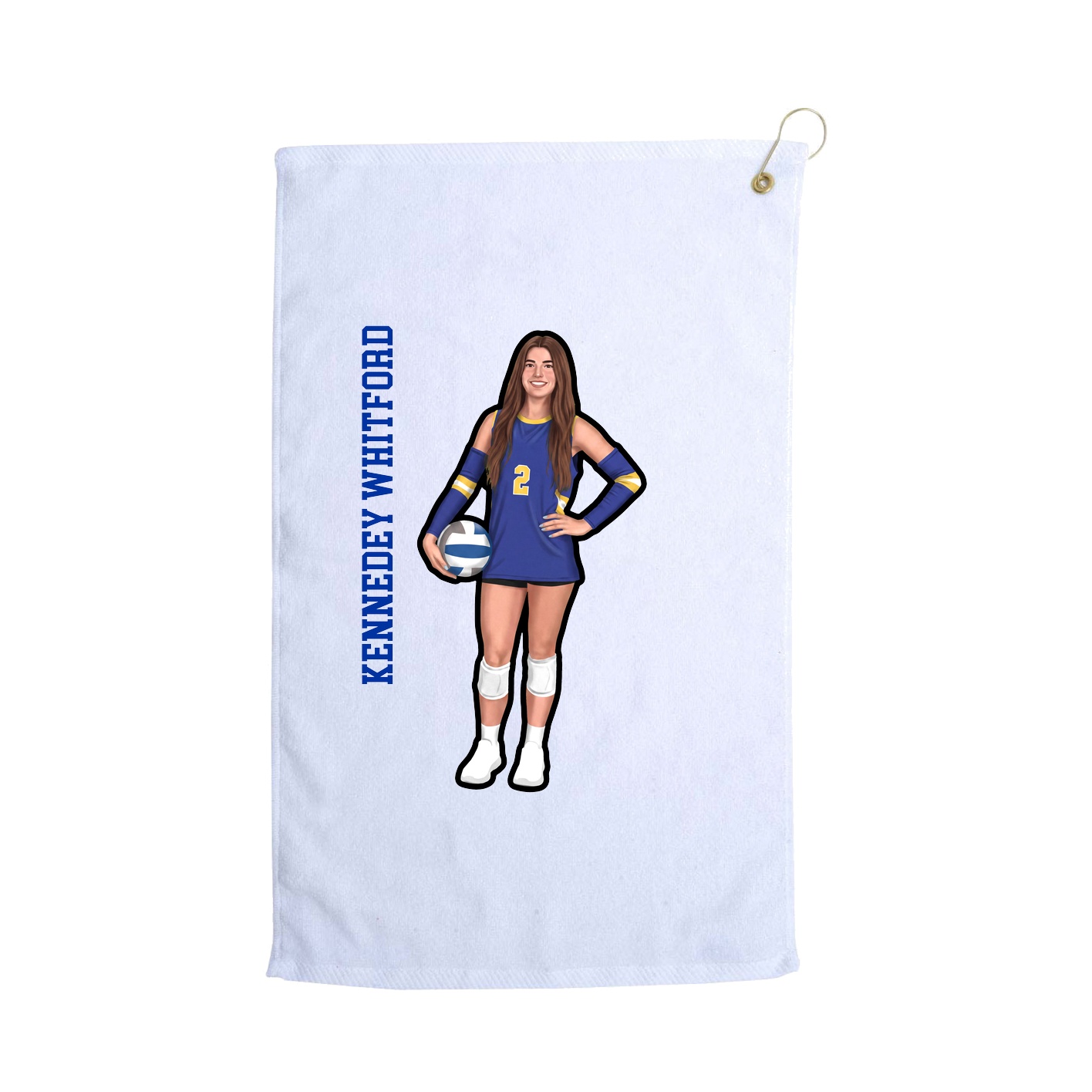 Golf Towel — Name Vertical in White