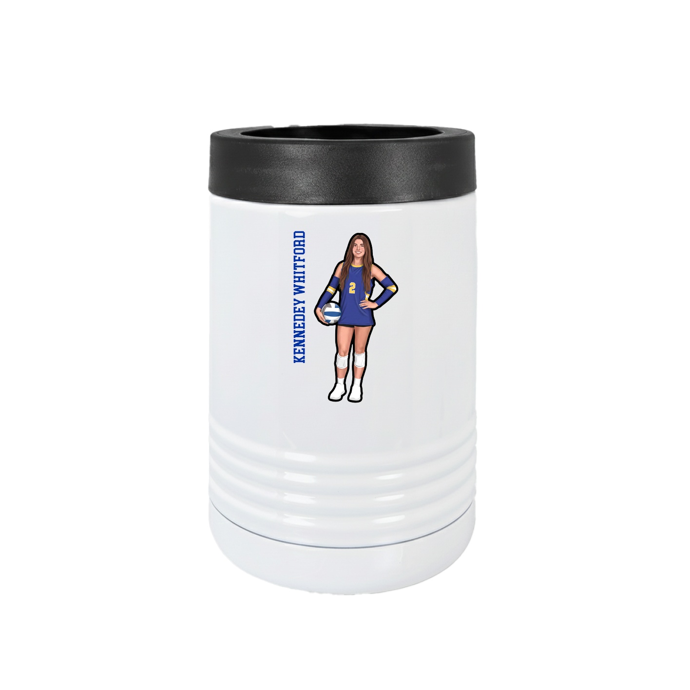 Beverage Holder — Name Vertical in White