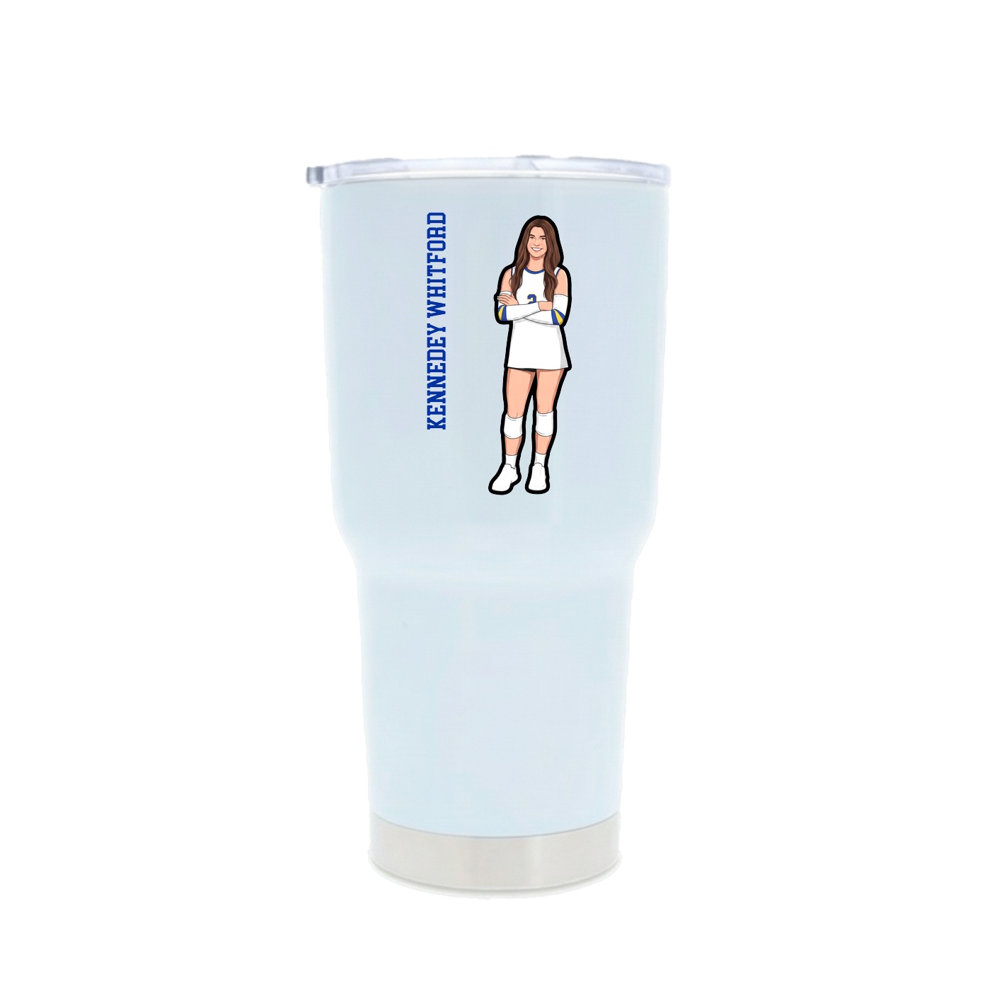 30oz Stainless Steel Tumbler — Name Vertical in White