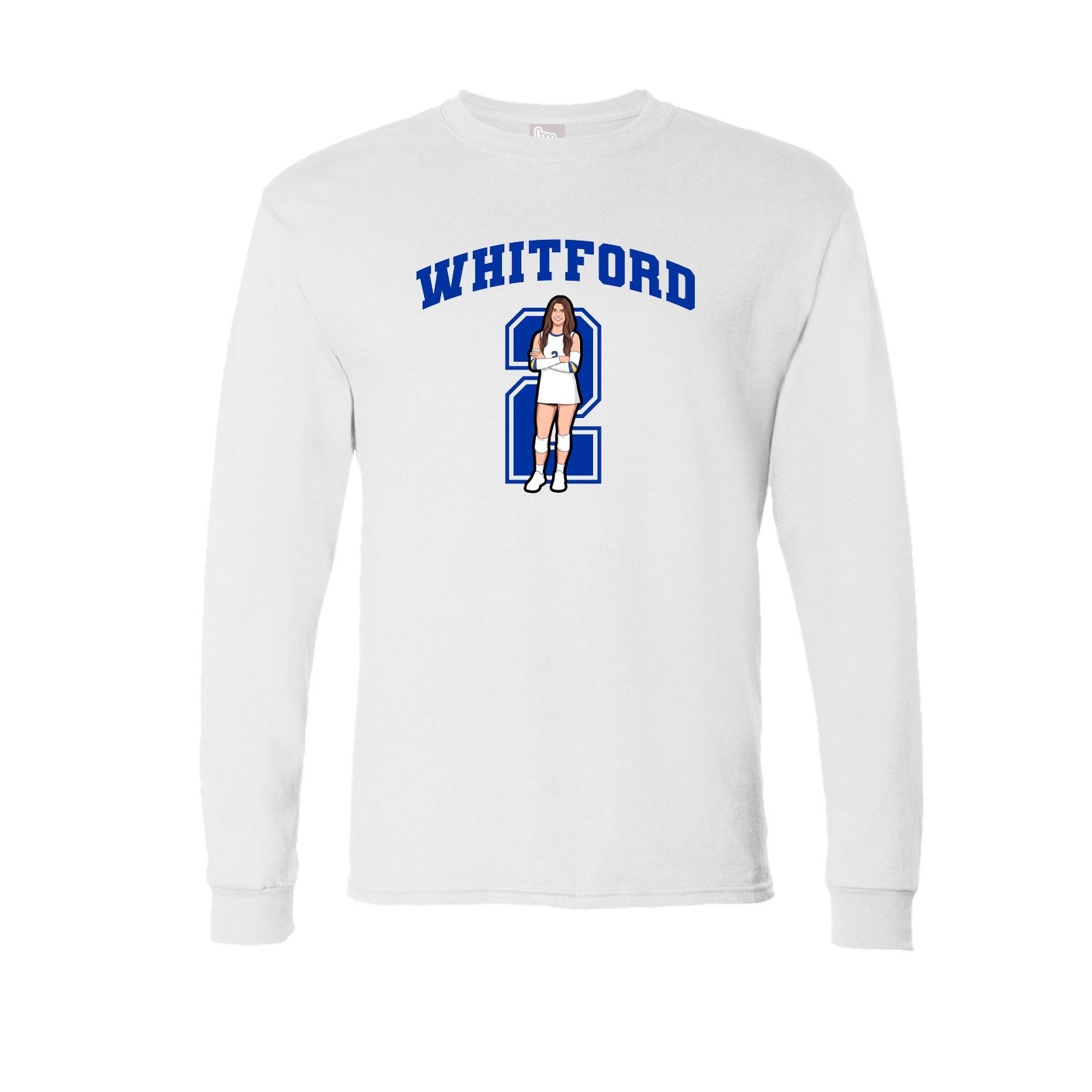Long Sleeve Tee — Number in White