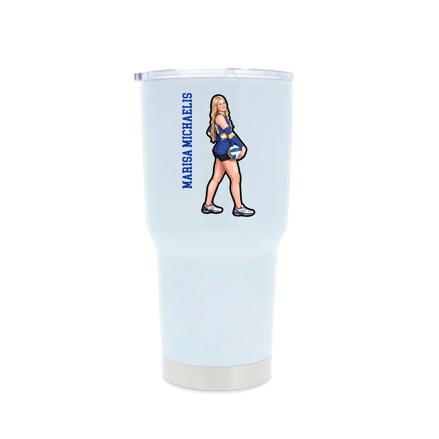 30oz Stainless Steel Tumbler — Name Vertical in White