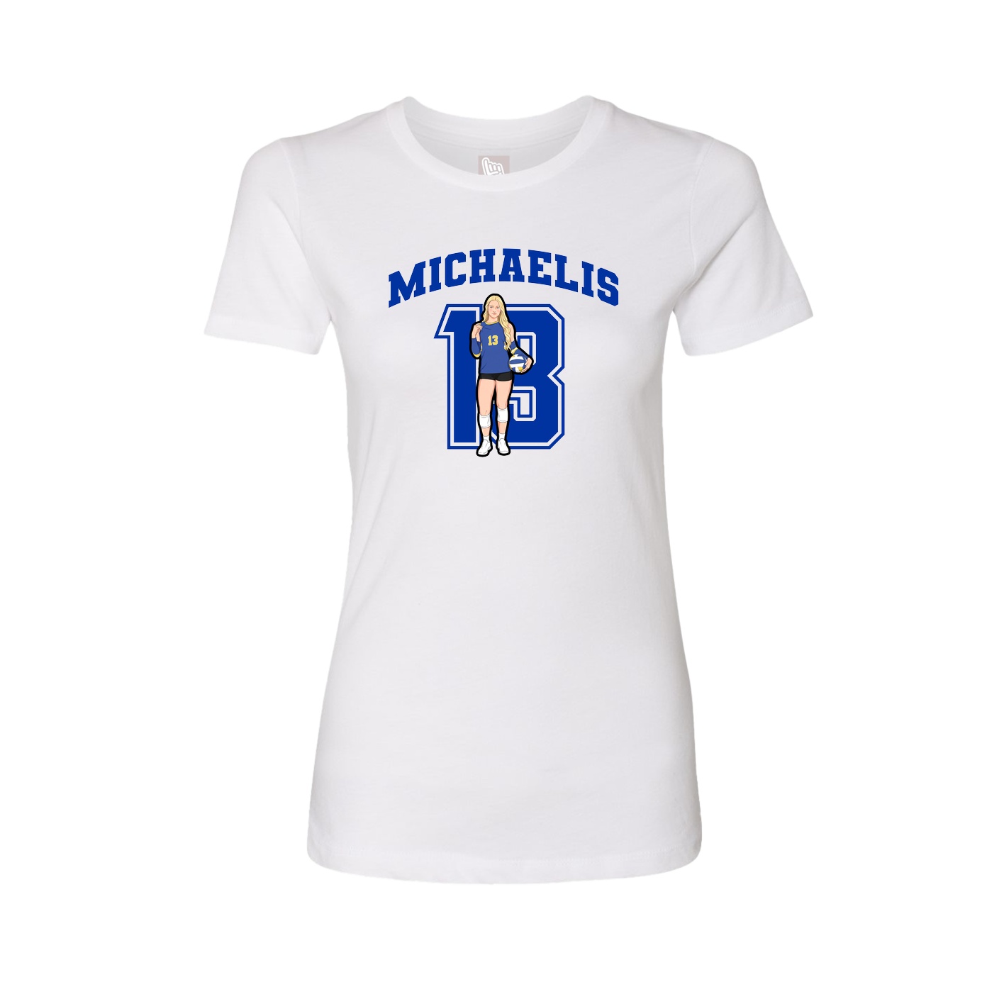 Fitted Women's Tee — Number in White