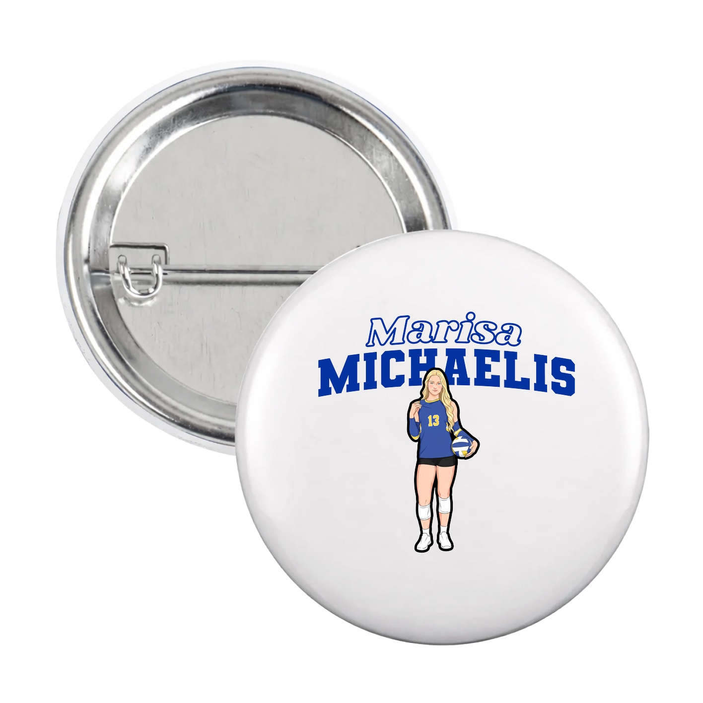 Game Day Button — Name Arch in White