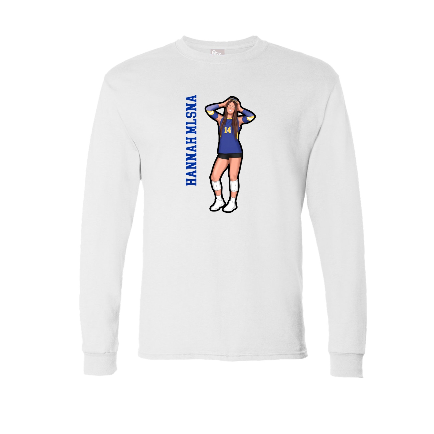 Long Sleeve Tee — Name Vertical in White