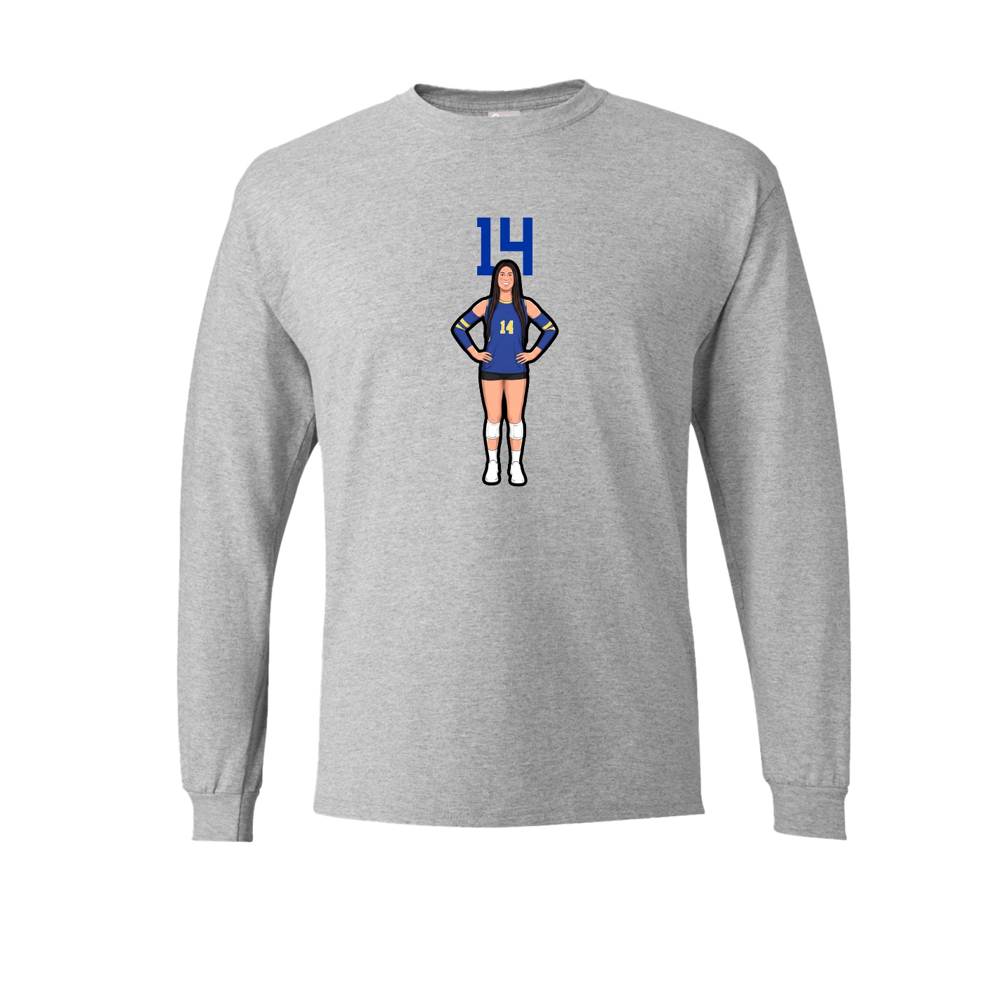Long Sleeve Tee — Number Top in Grey