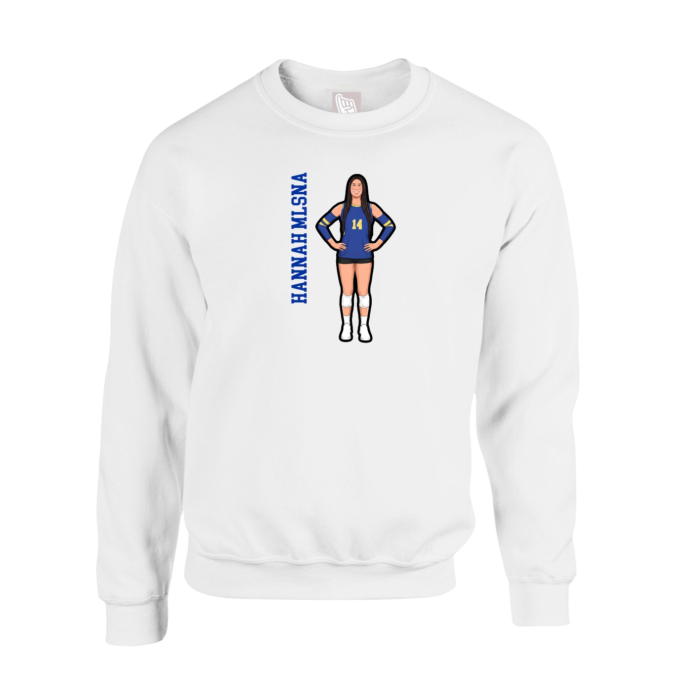 Fleece Crew — Name Vertical in White