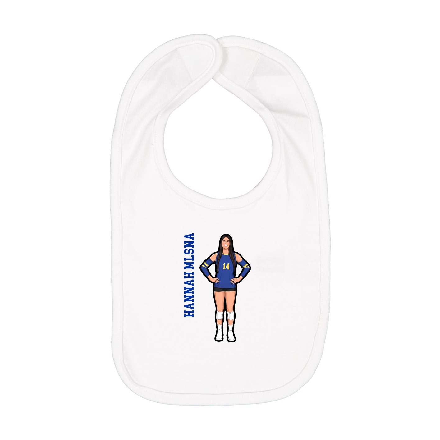 Infant Bib — Name Vertical in White