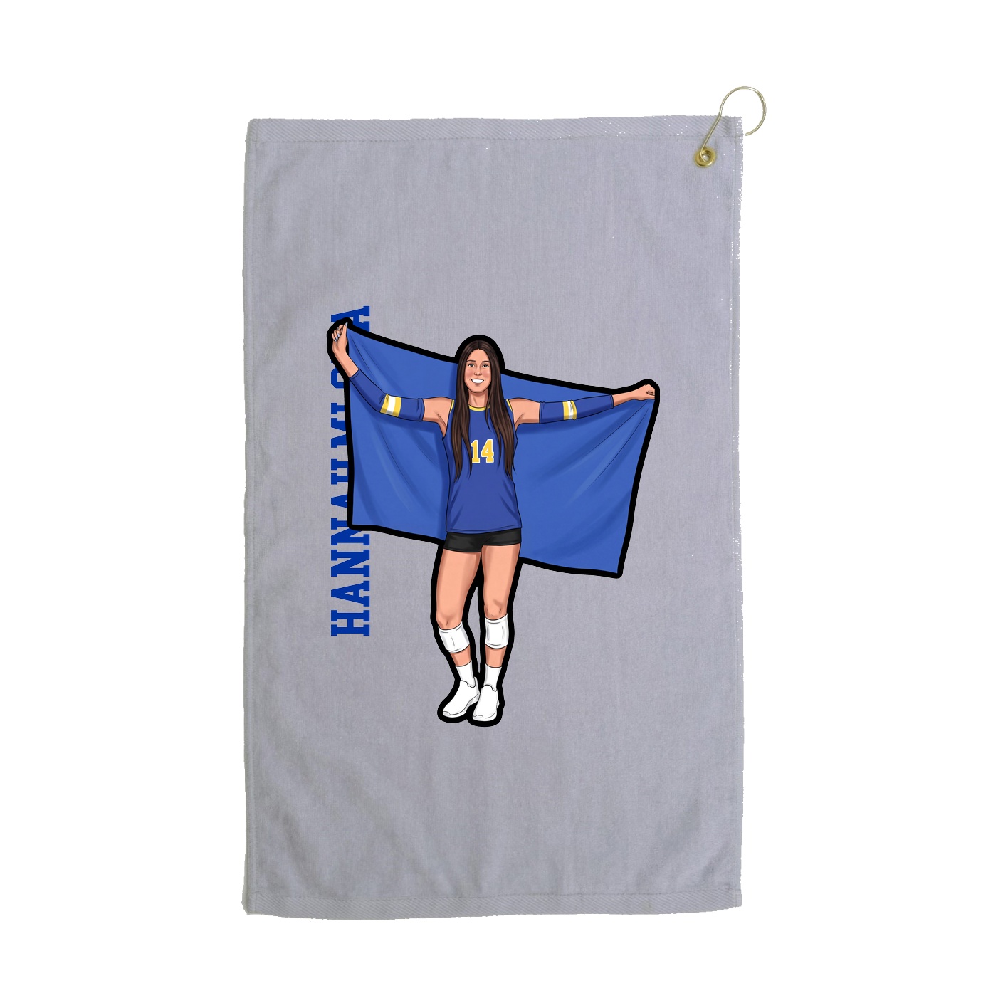 Golf Towel — Name Vertical in Grey