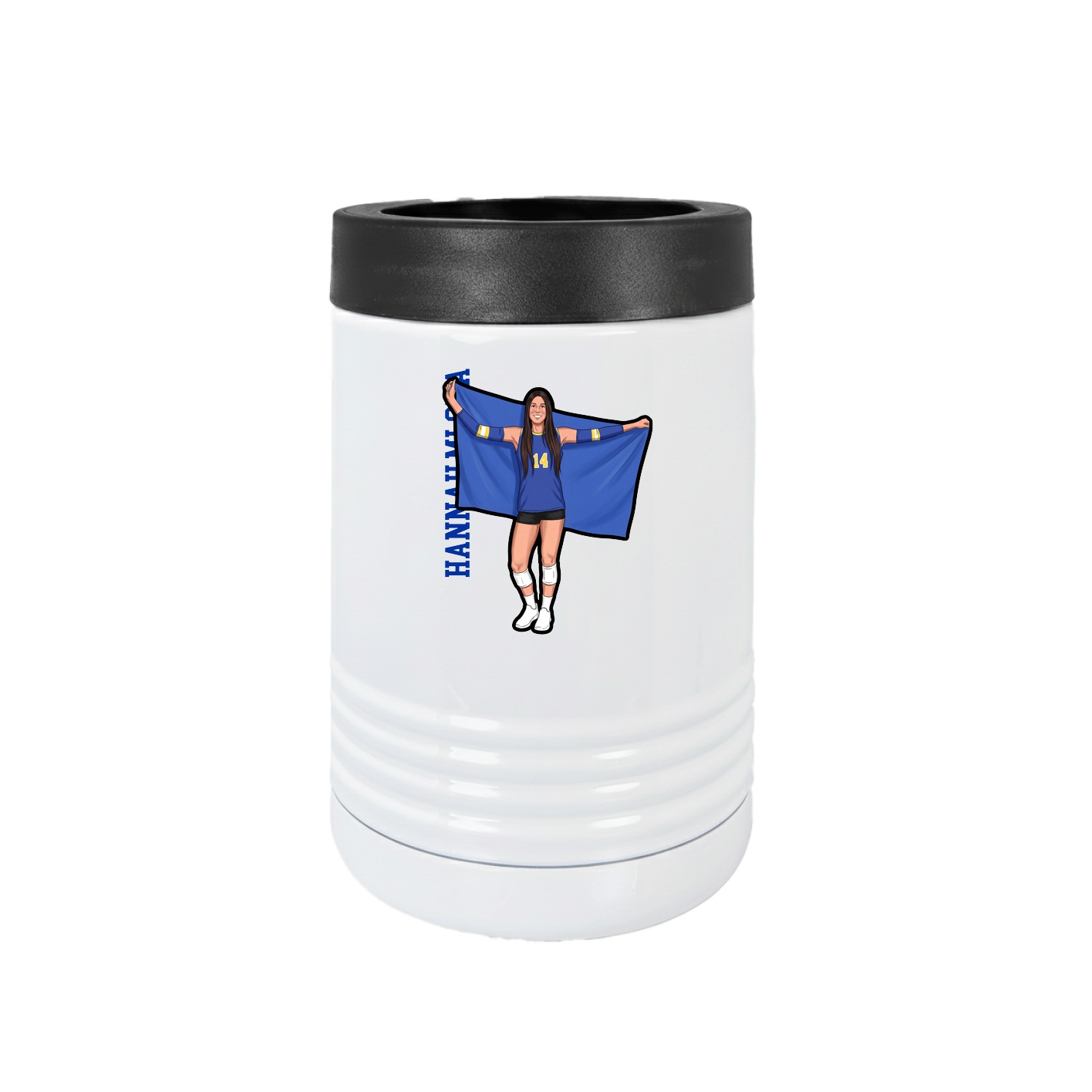Beverage Holder — Name Vertical in White