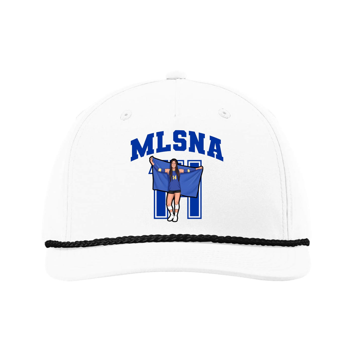 Five-Panel Classic Rope Cap — Number in White