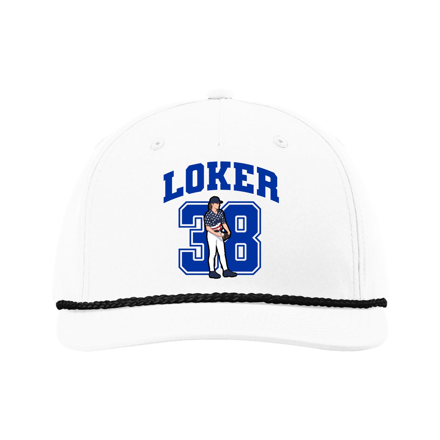 Five-Panel Classic Rope Cap — Number in White
