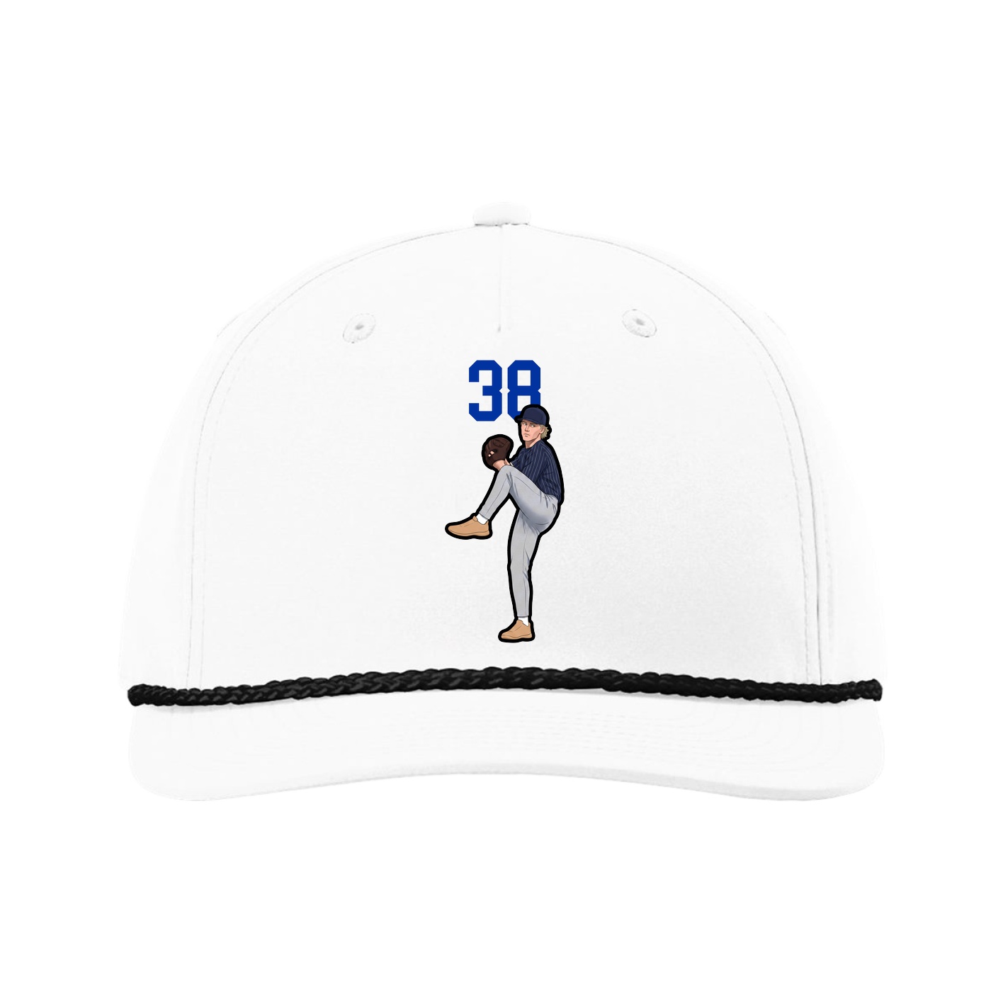 Five-Panel Classic Rope Cap — Number Top in White
