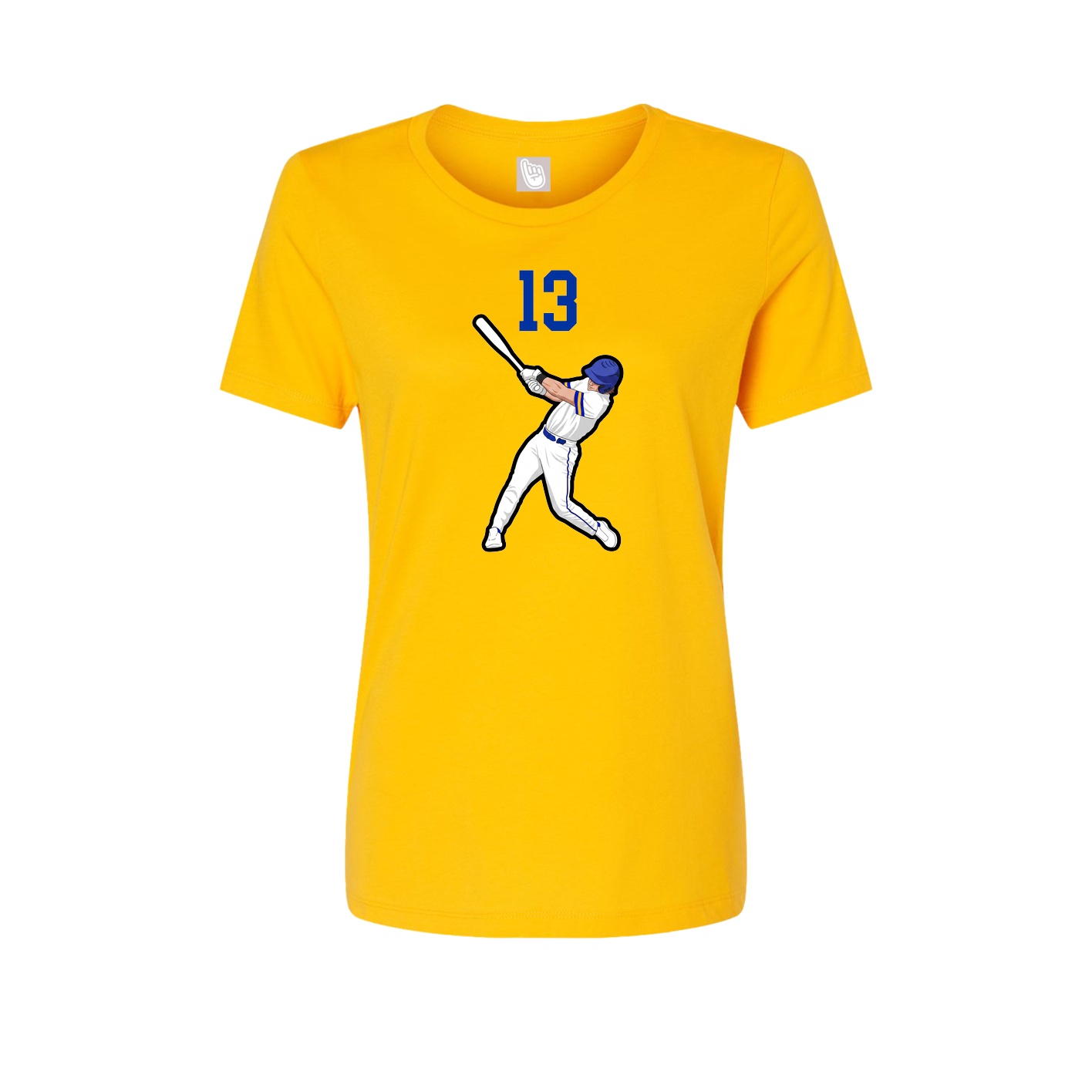 Fitted Women's Tee — Number Top in Gold