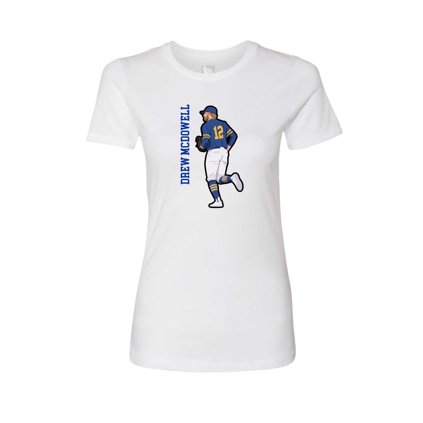 Fitted Women's Tee — Name Vertical in White