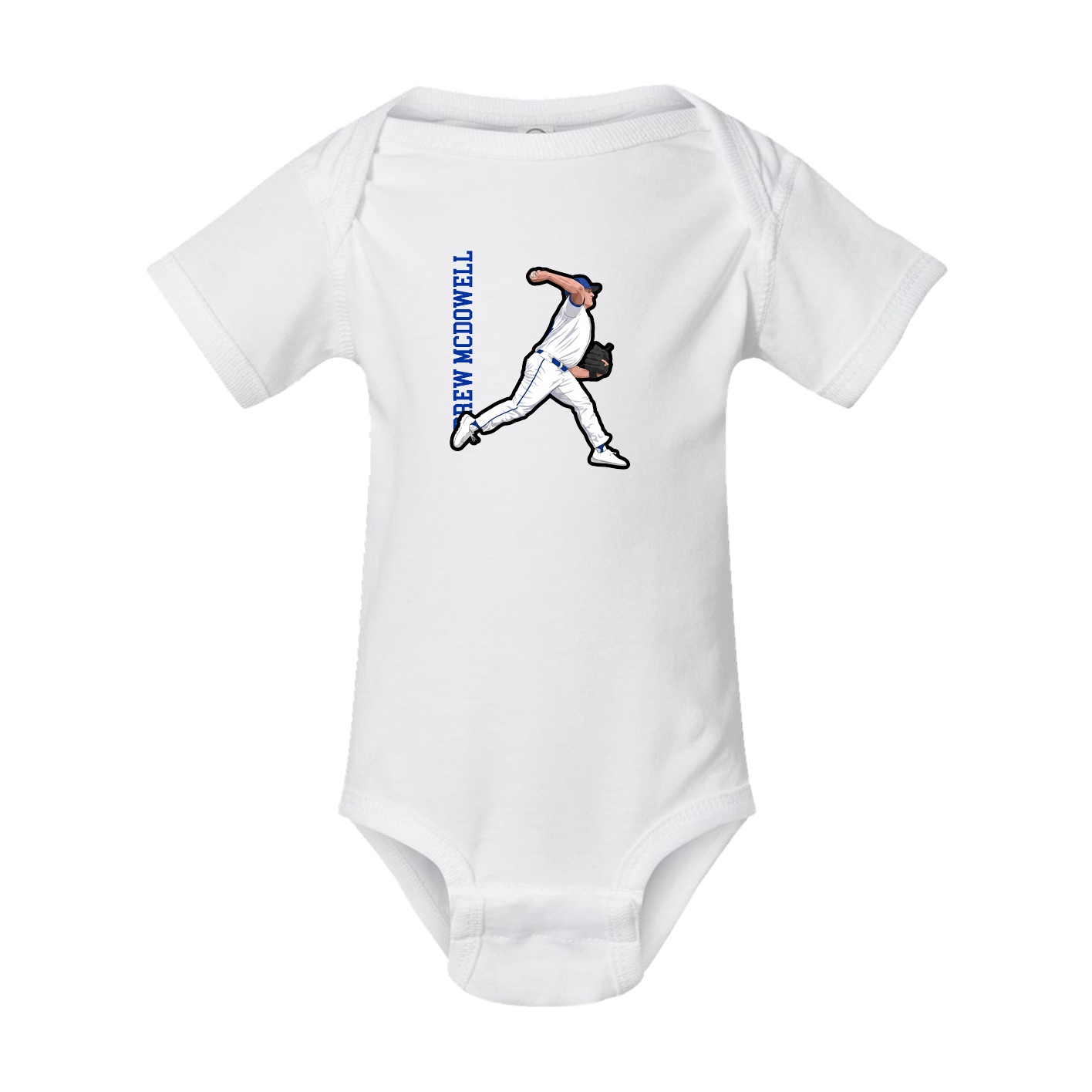 Baby Onesie — Name Vertical in White