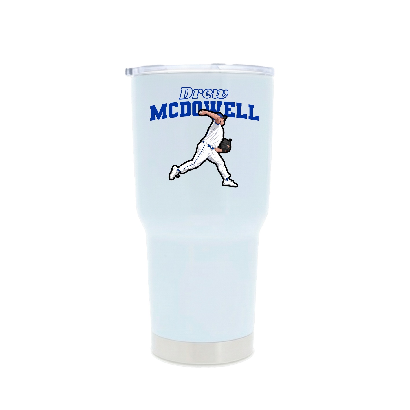30oz Stainless Steel Tumbler — Name Arch in White